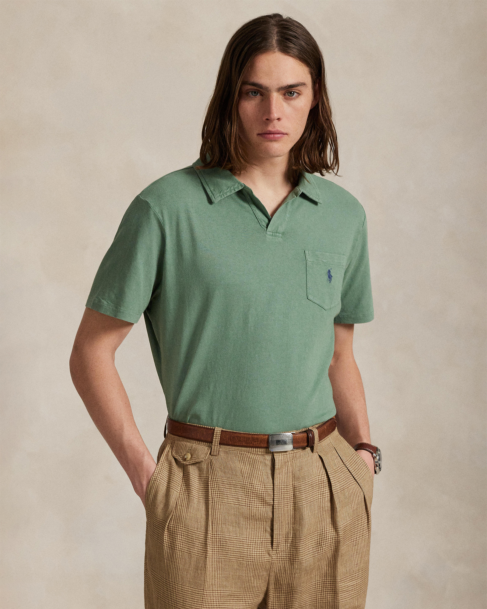 Standard Fit Cotton-Linen Polo Shirt
