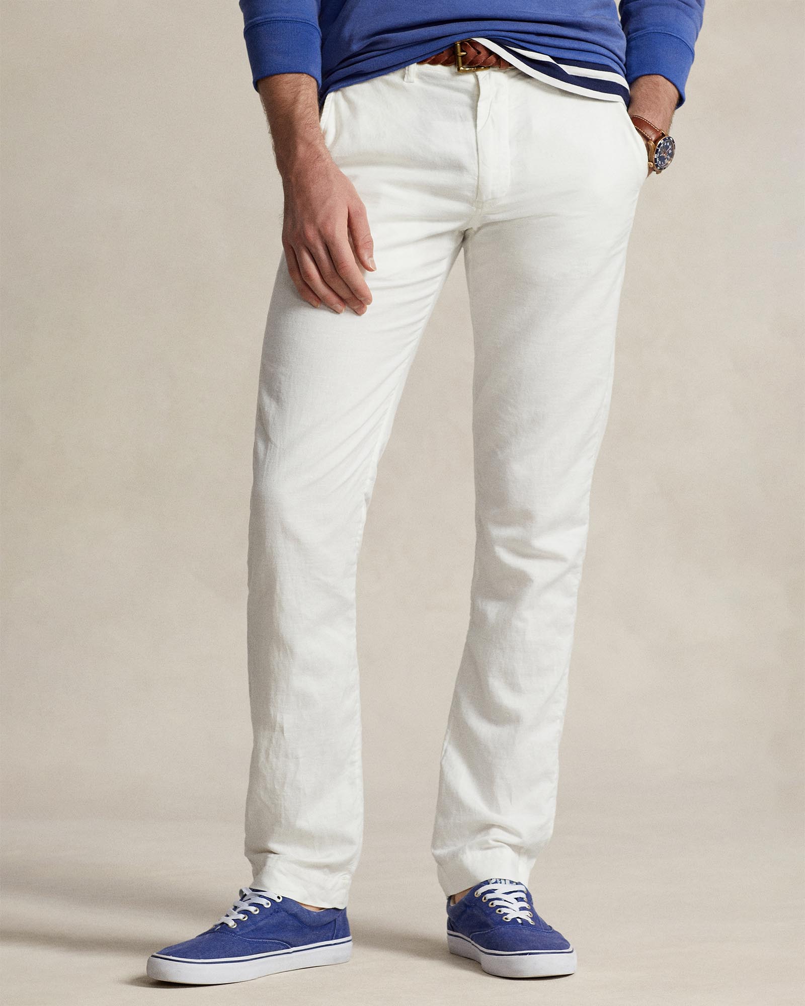 Straight Fit Linen-Cotton Pants