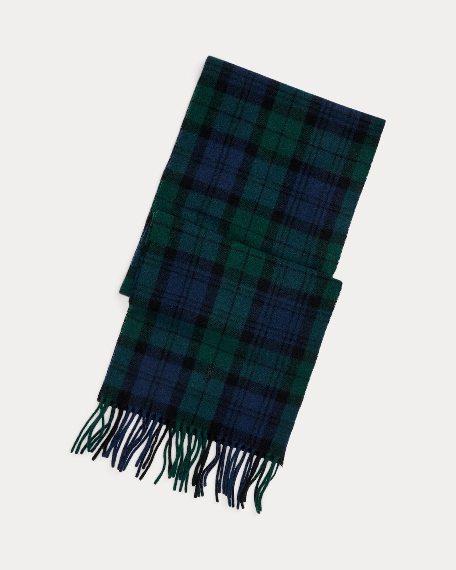 Plaid Fringe Wool Scarf