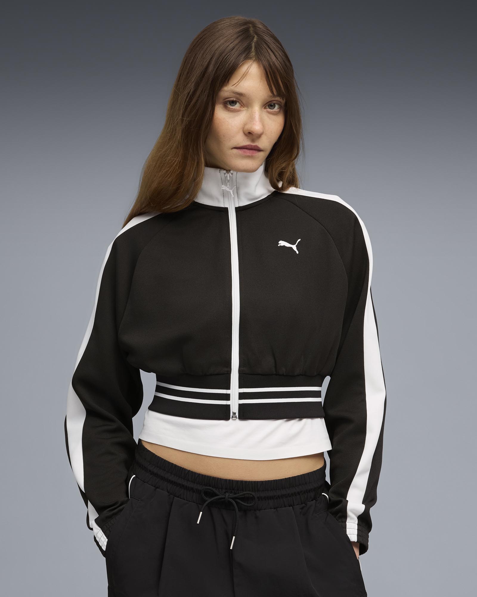 T7 Pique Relaxed Cropped Track Jacket