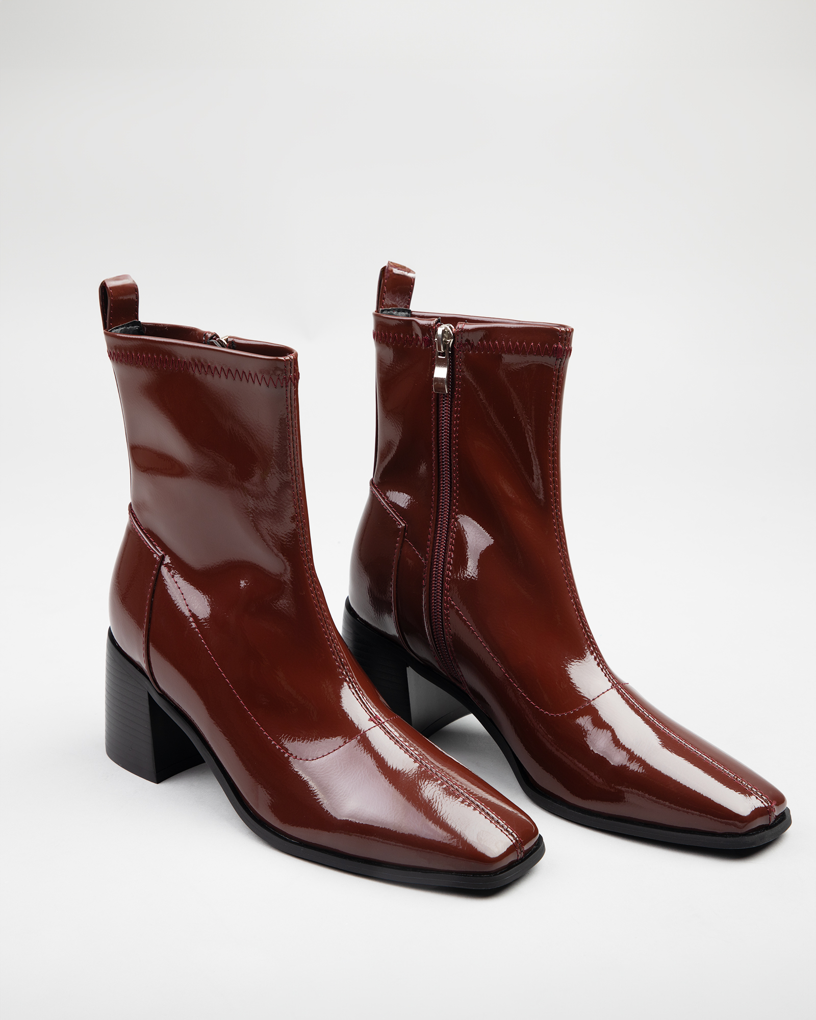 Allona Block heeled ankle boots in brown