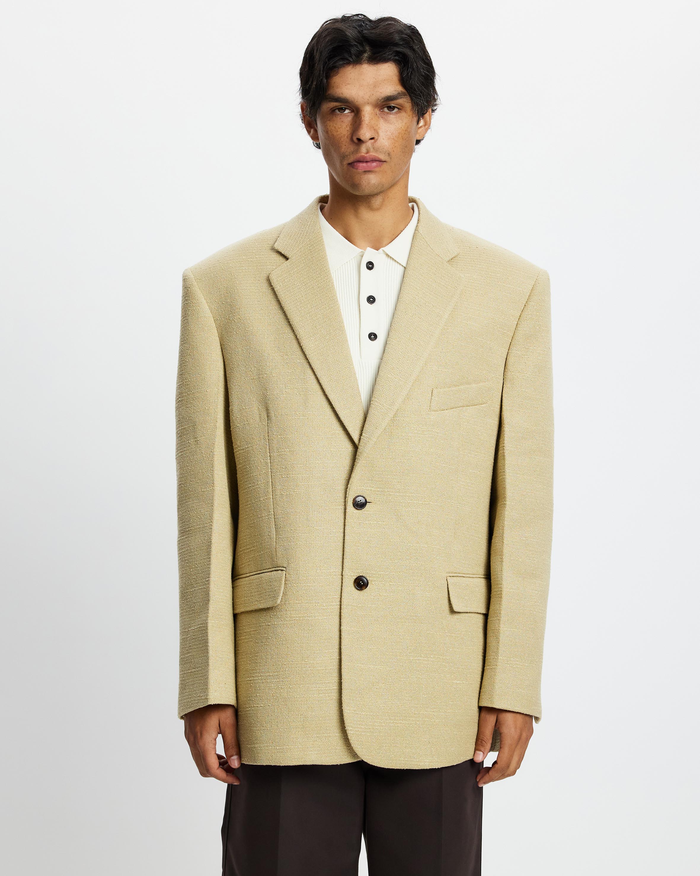 Oversized Single Breasted Tweed Jacket