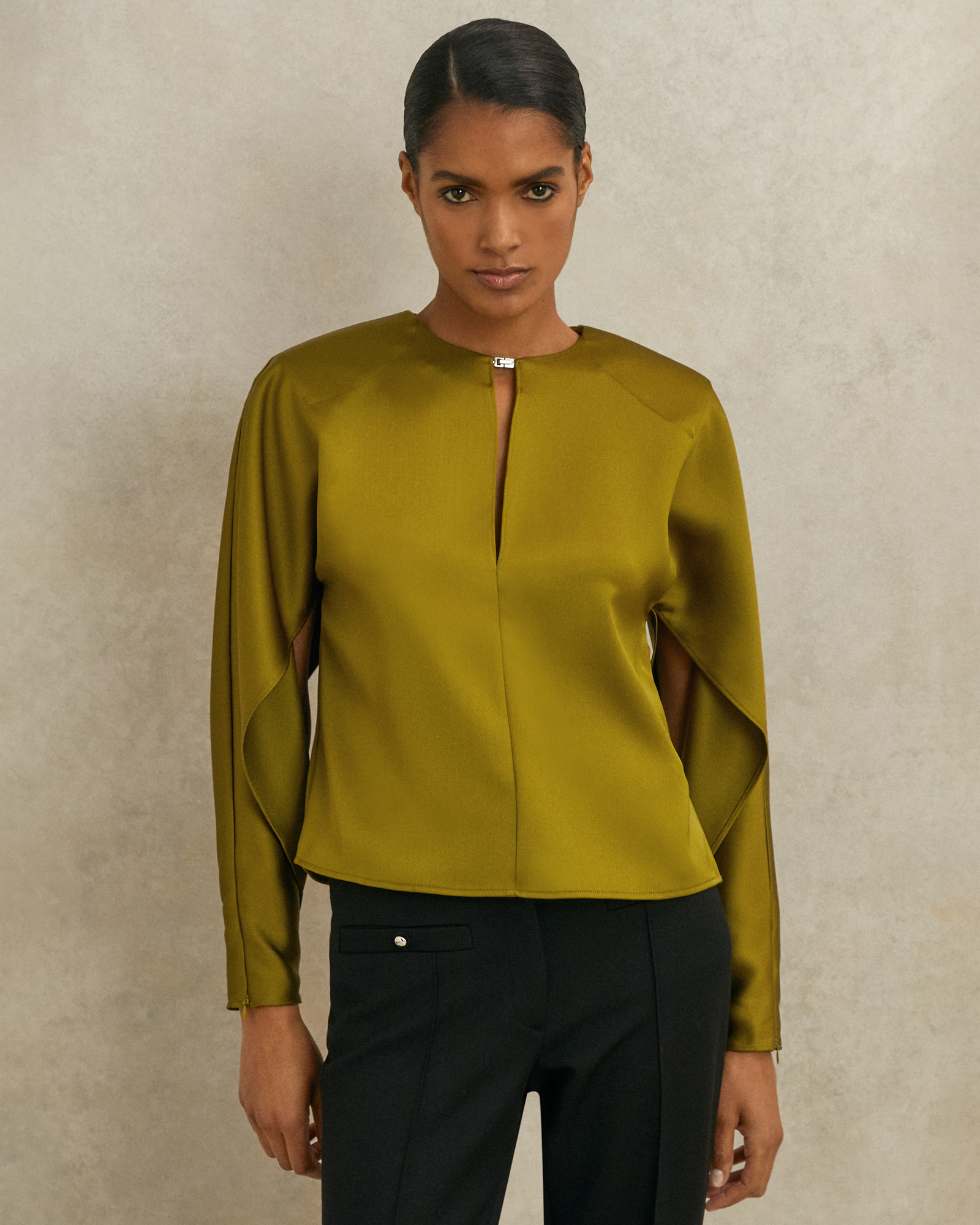 ATELIER Mina Satin Turn-Lock Top