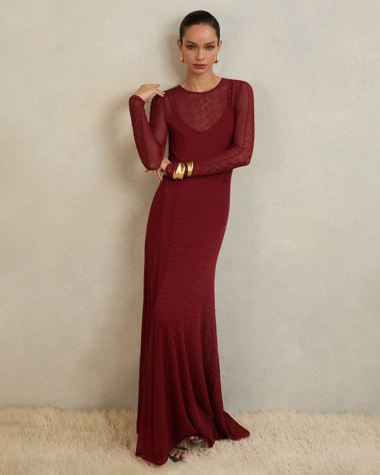 ATELIER Ami Pointelle-Knit Maxi Dress