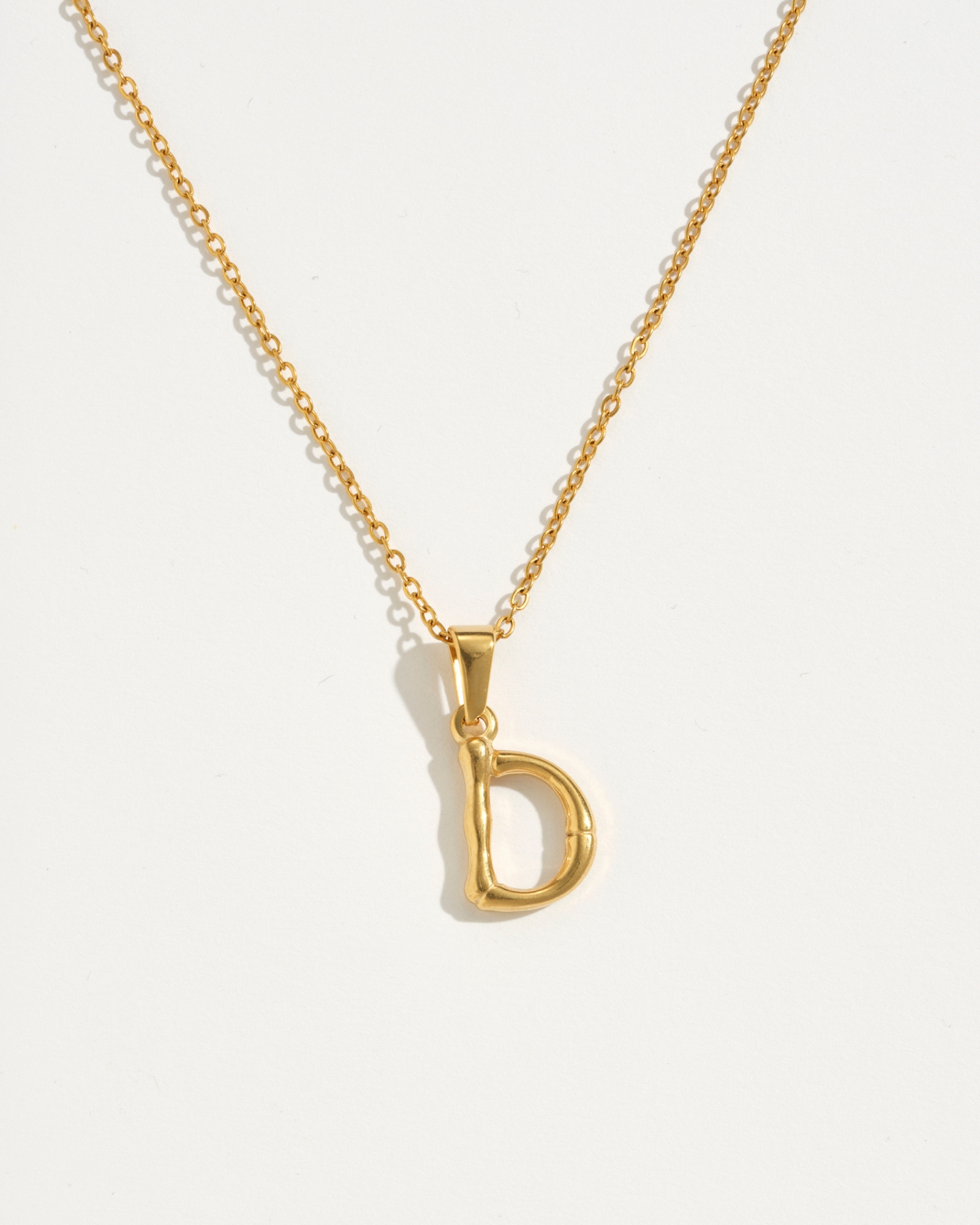 D Initial Gold Charm Necklace
