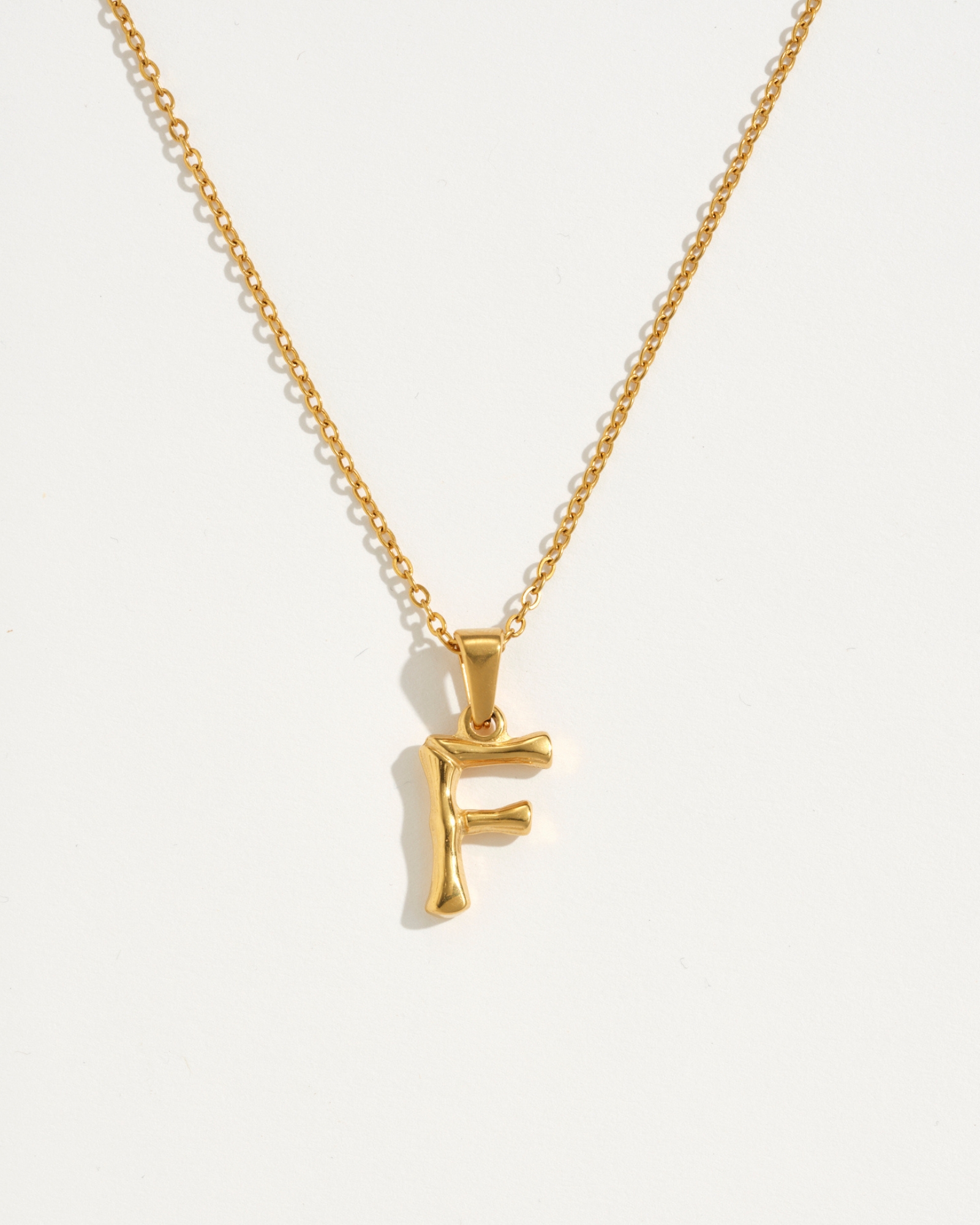 F Initial Gold Charm Necklace