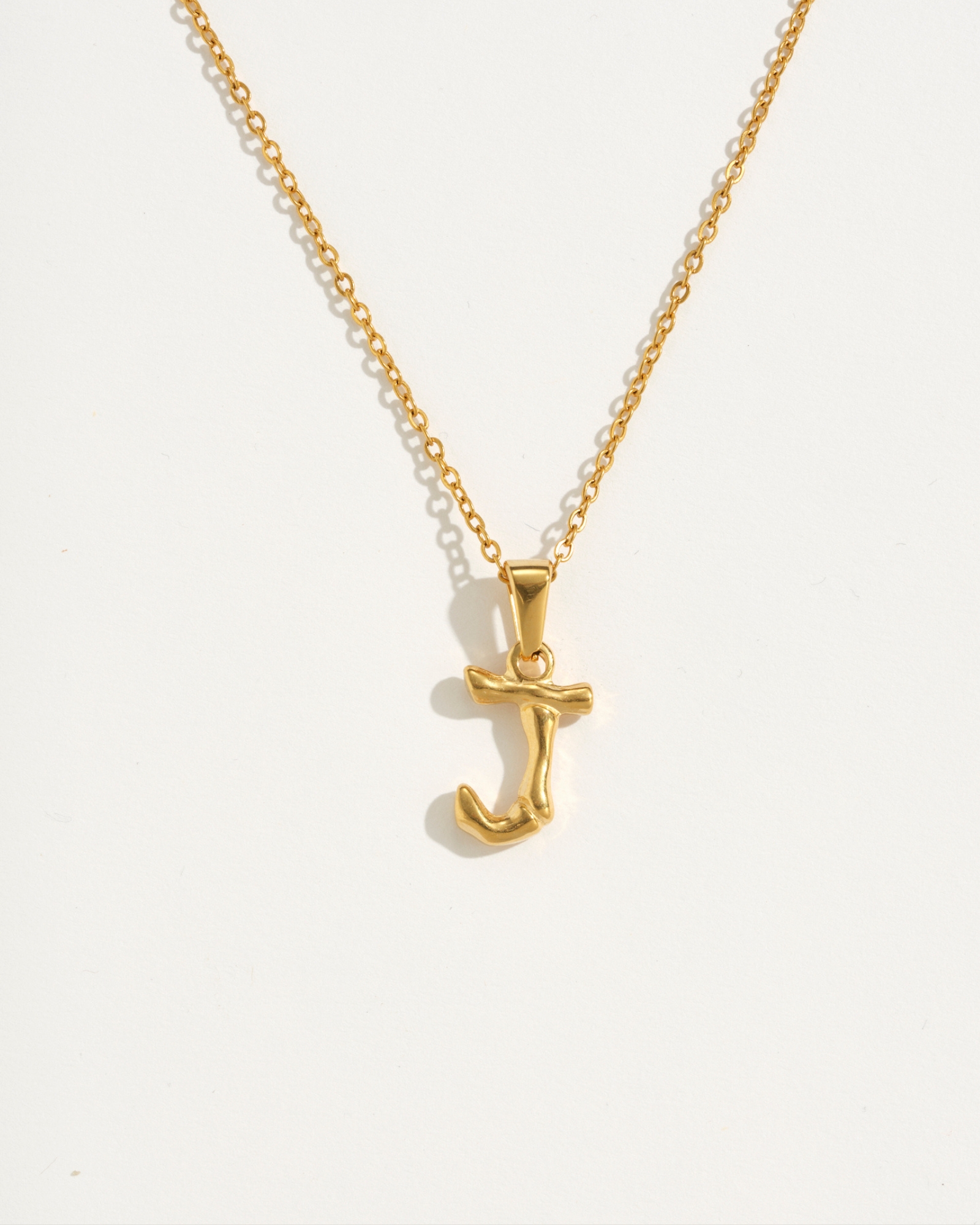 J Initial Gold Charm Necklace