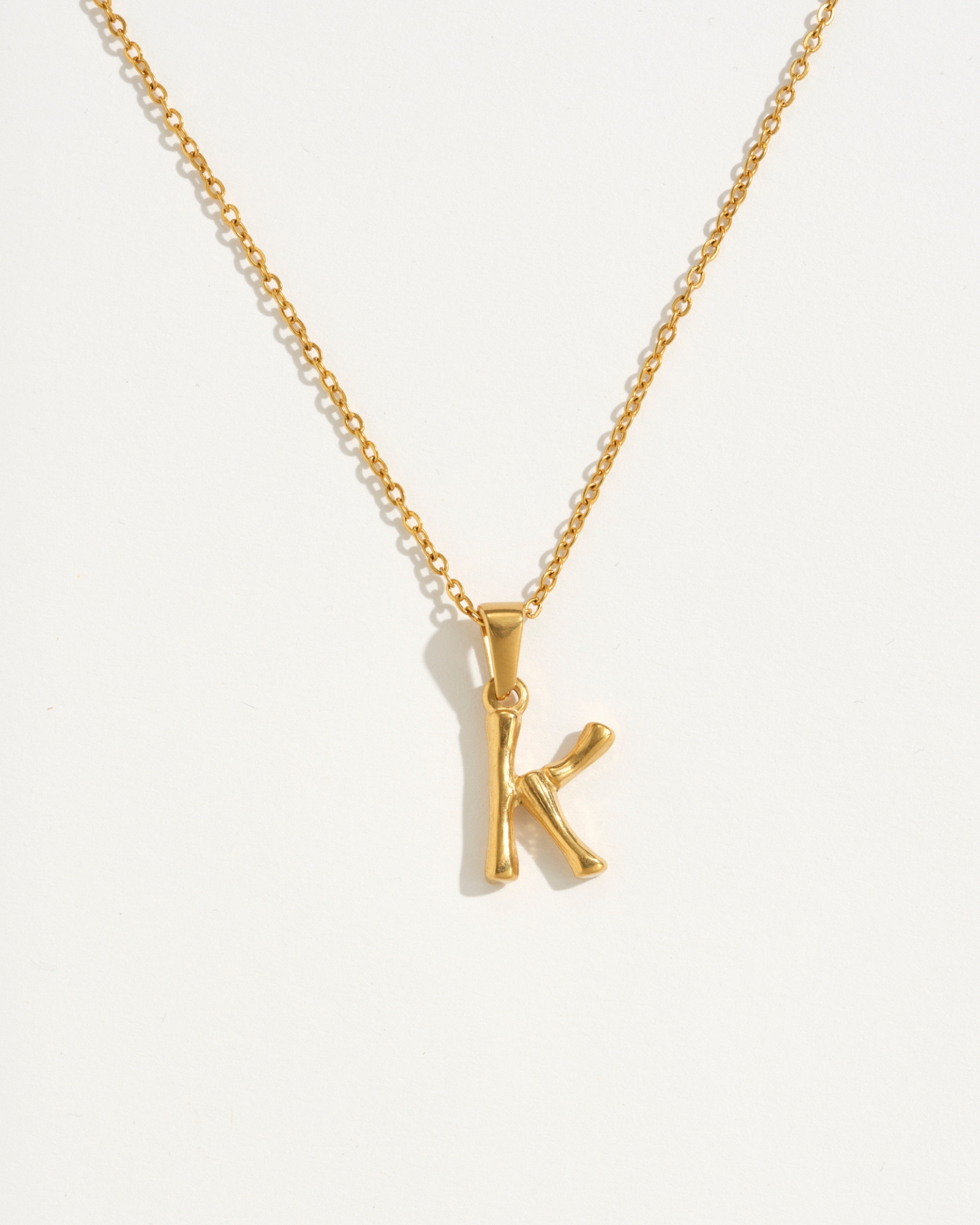 K Initial Gold Charm Necklace
