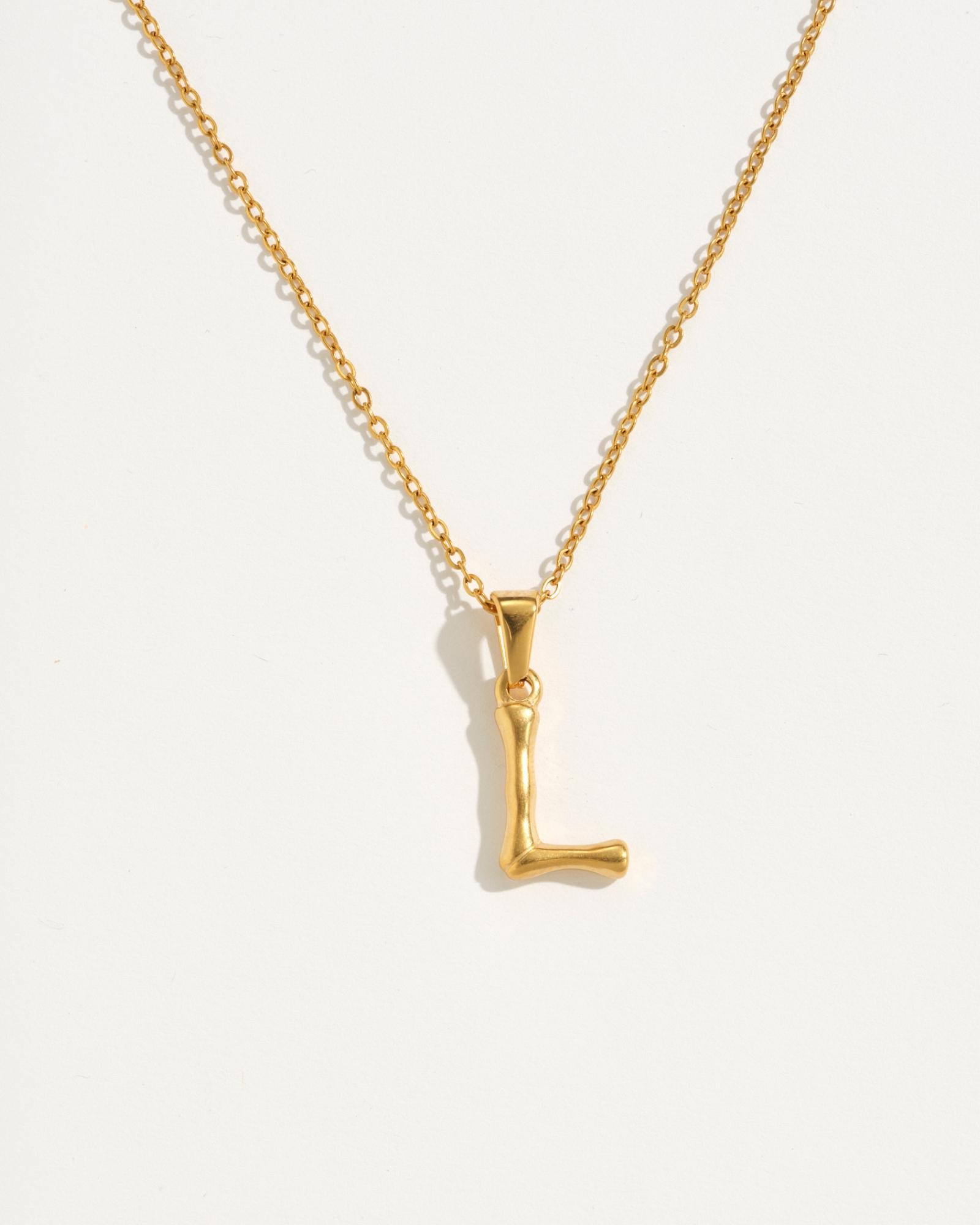 L Initial Gold Charm Necklace