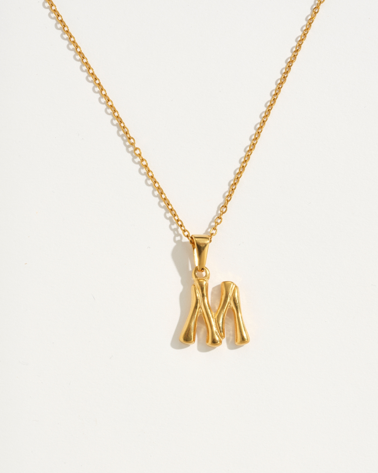 M Initial Gold Charm Necklace
