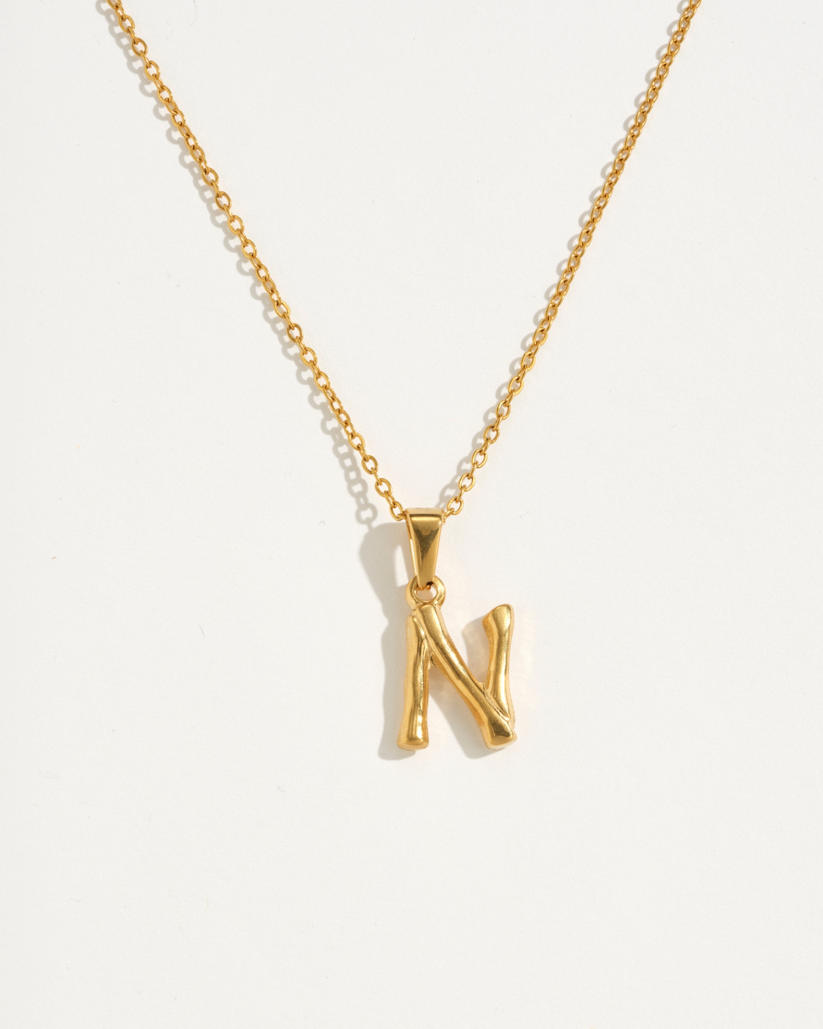 N Initial Gold Charm Necklace