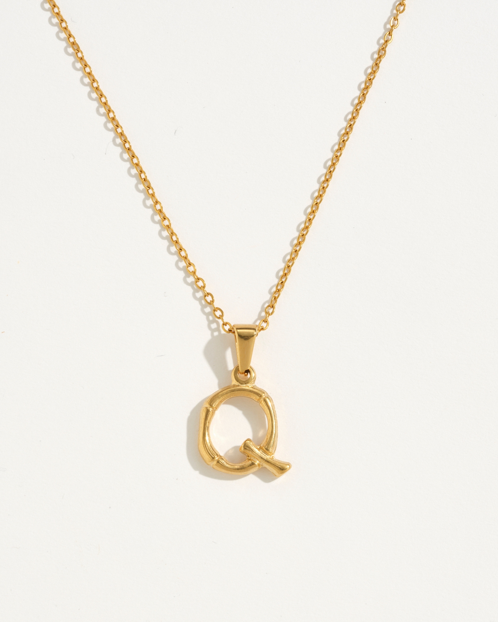 Q Initial Gold Charm Necklace