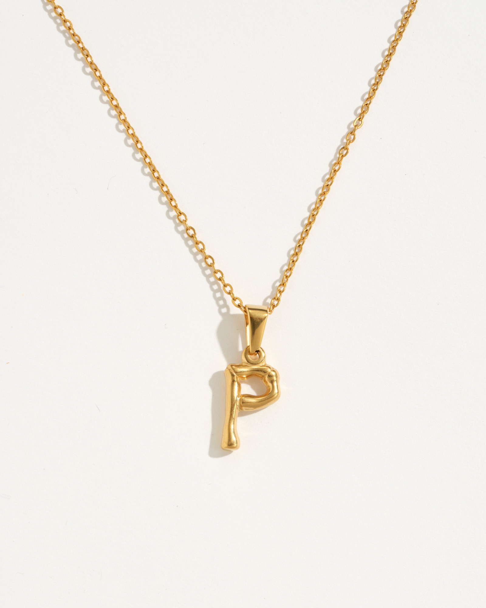 P Initial Gold Charm Necklace