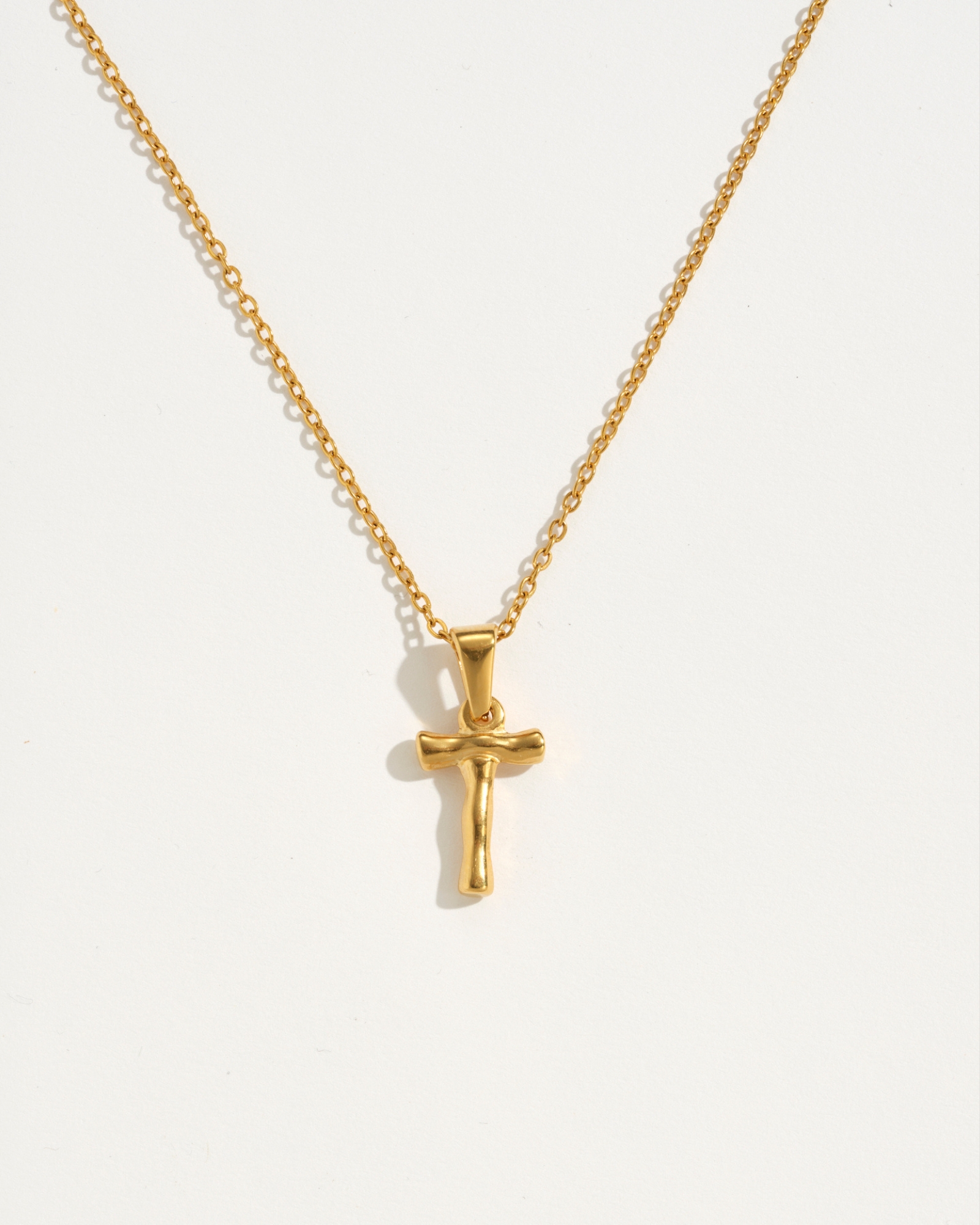 T Initial Gold Charm Necklace