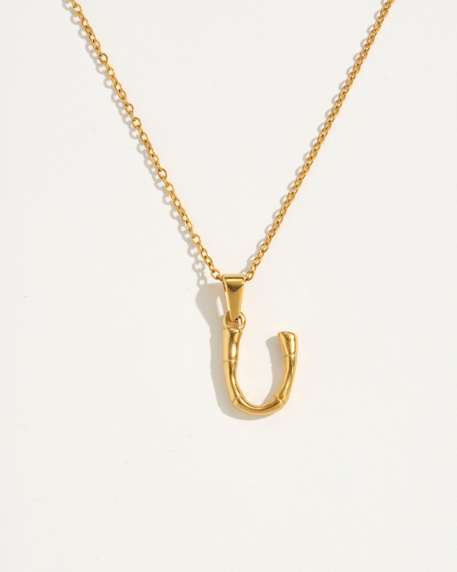 U Initial Gold Charm Necklace