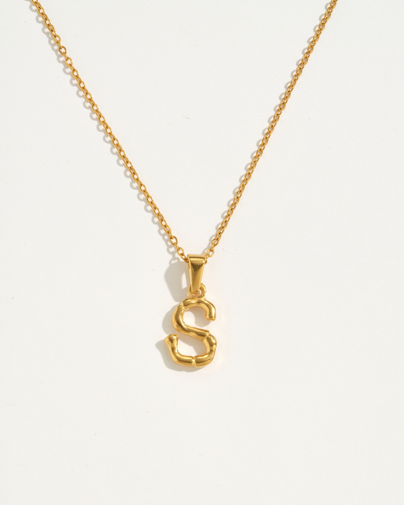 S Initial Gold Charm Necklace