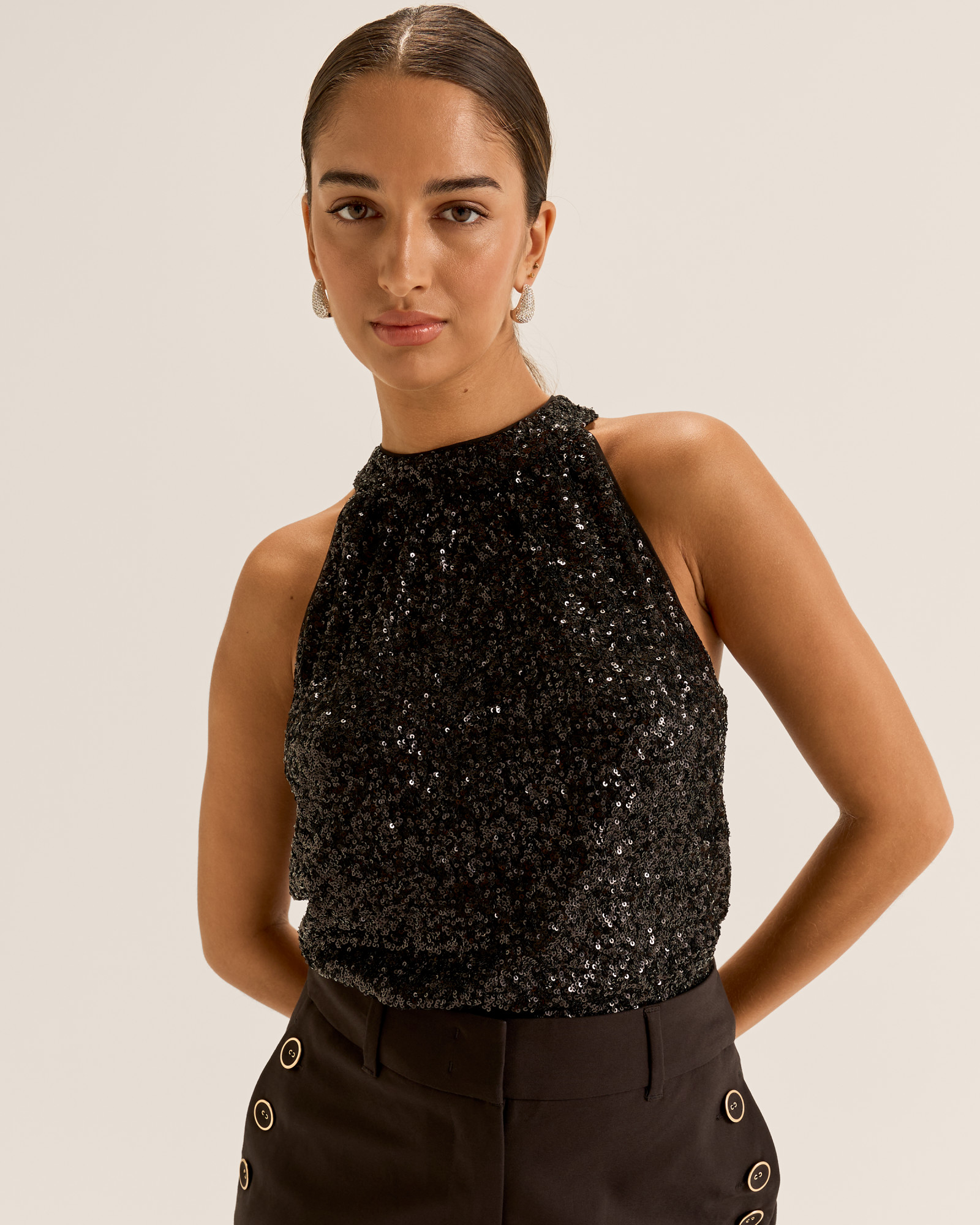 Sasha Sequin Halter Top