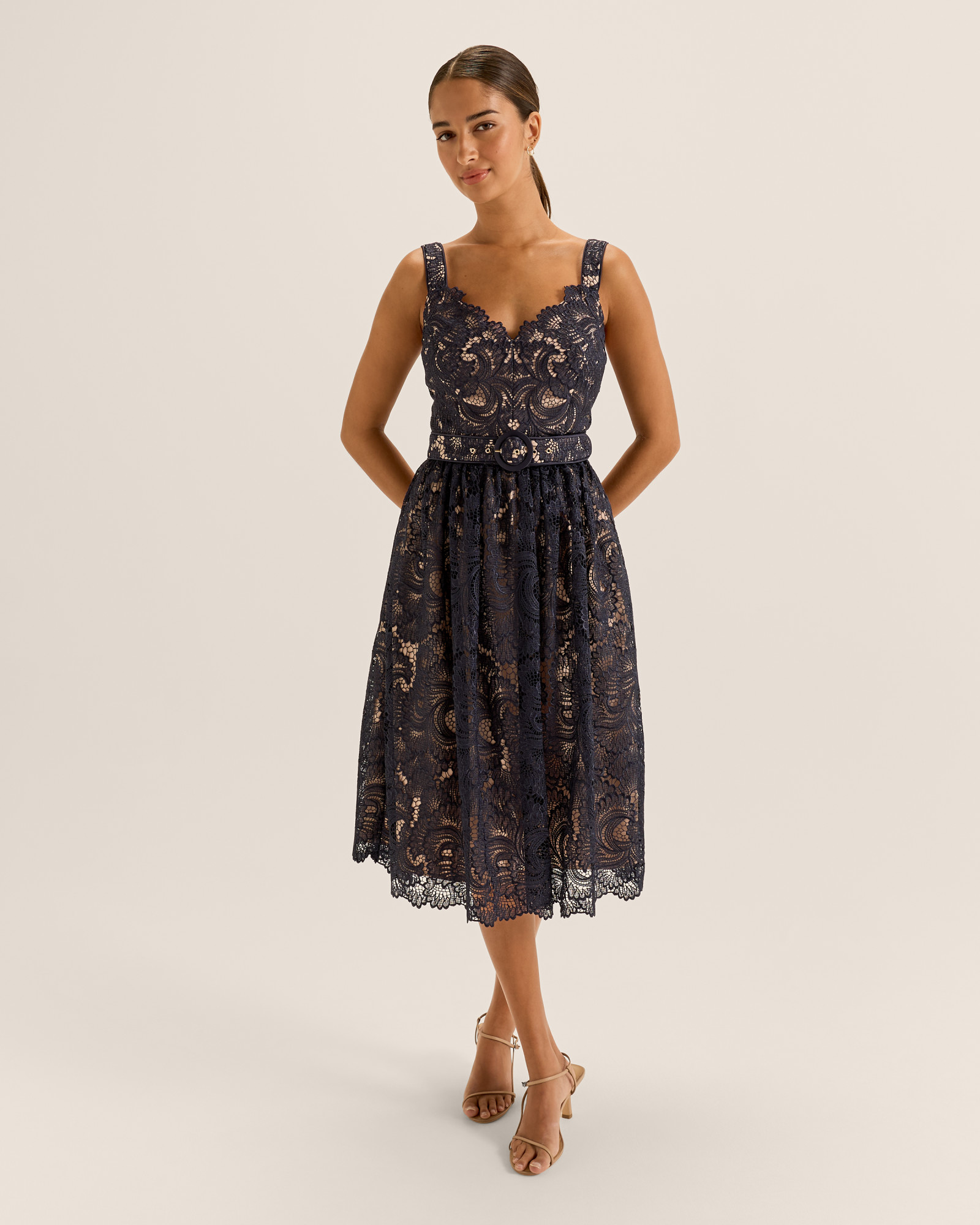 Illusion Lace Midi Dress