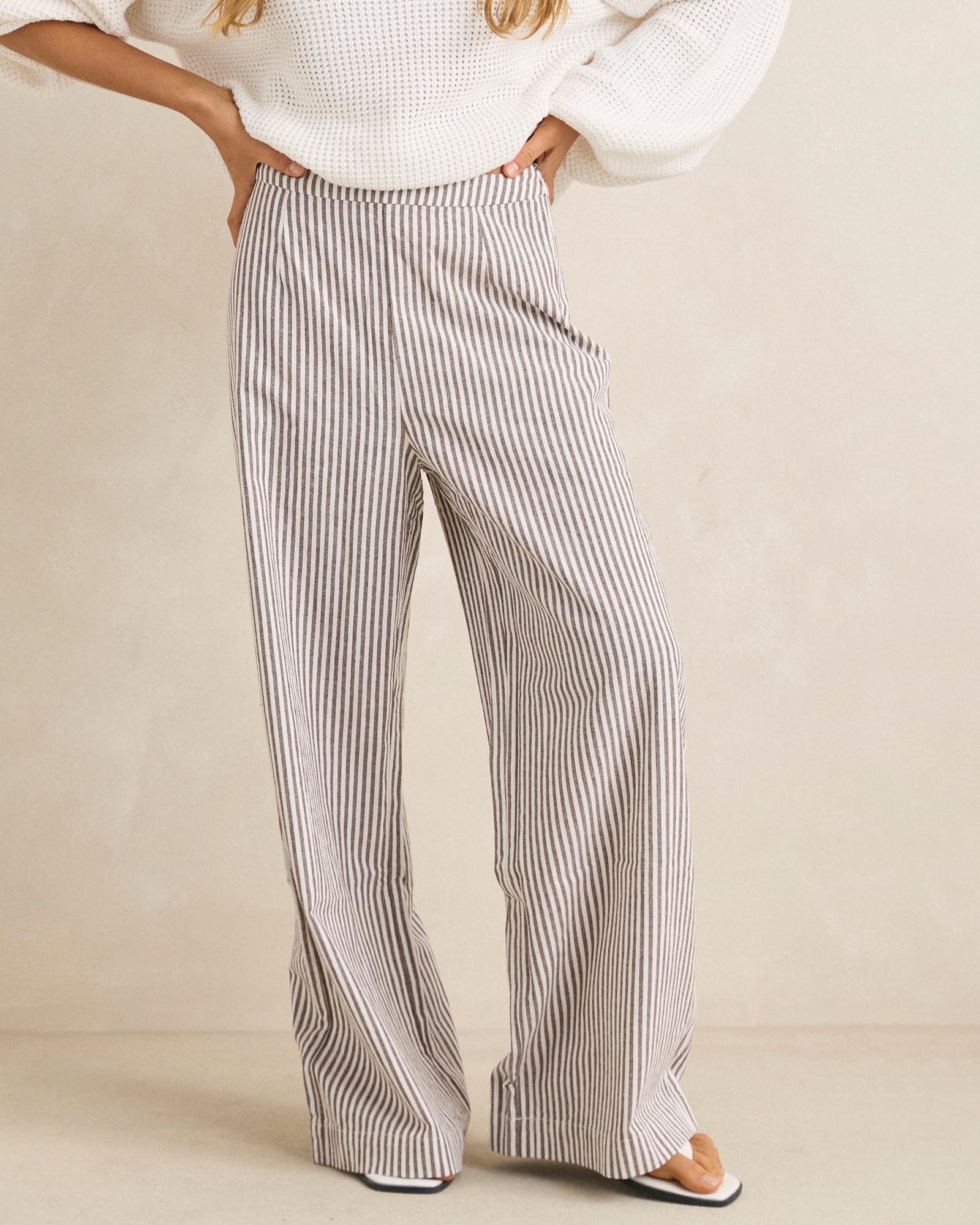 Valley Stripe Wide Leg Pants - ICONIC EXCLUSIVE