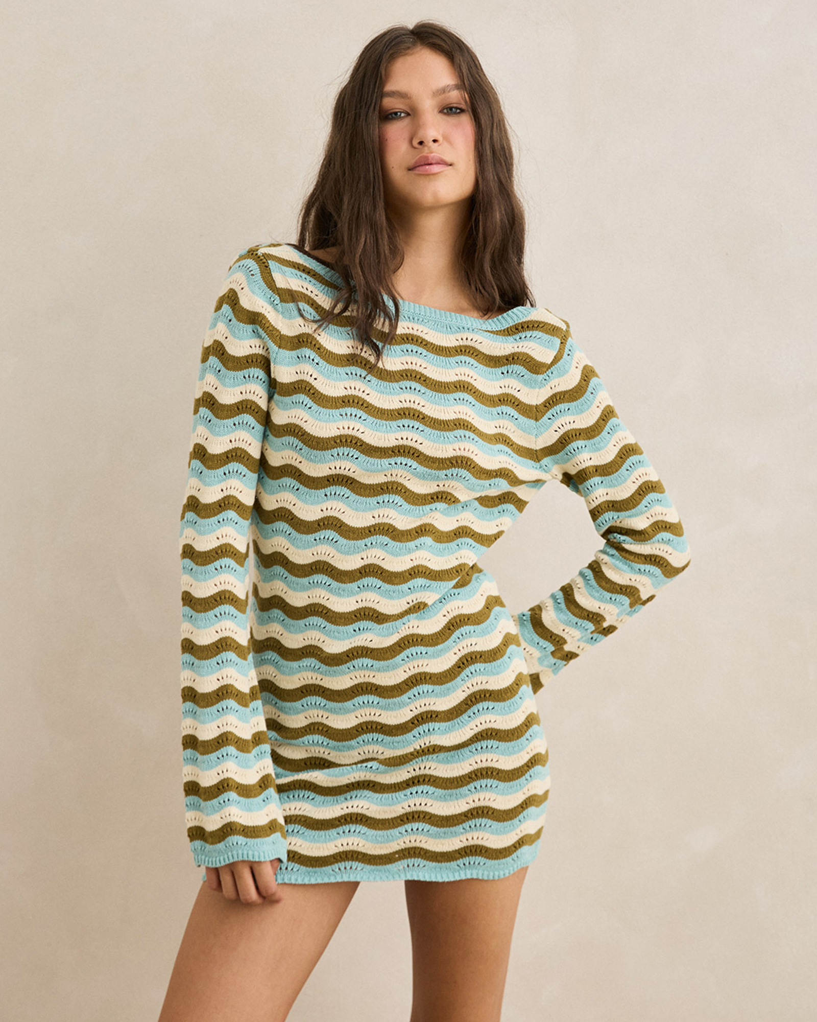 Whispering Tides Knit Mini Dress