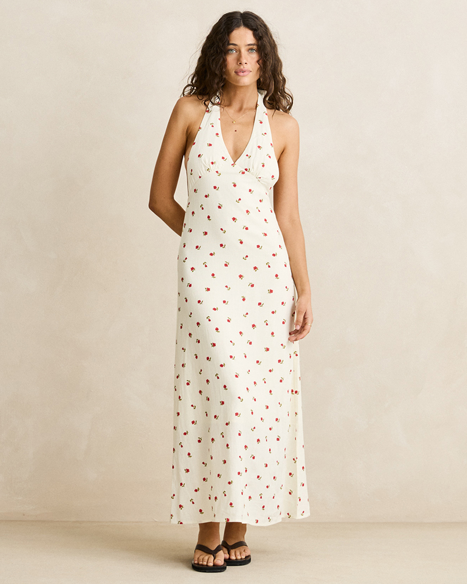 Mila Floral Halter Neck Maxi Dress
