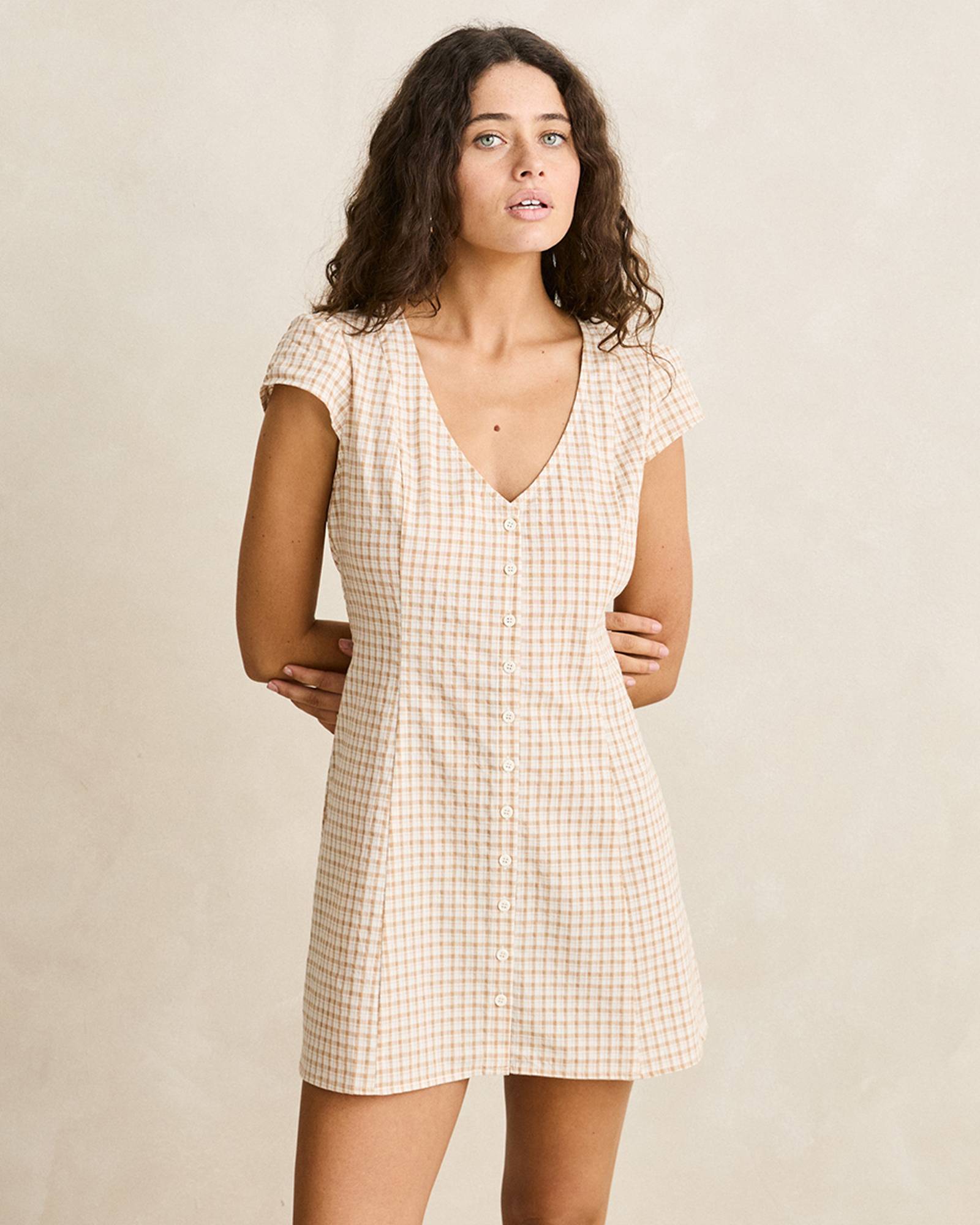 London Check Cap Sleeve Mini Dress