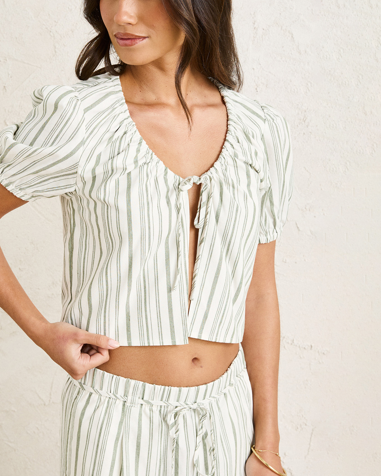 Mallorca Stripe Billow Sleeves Top