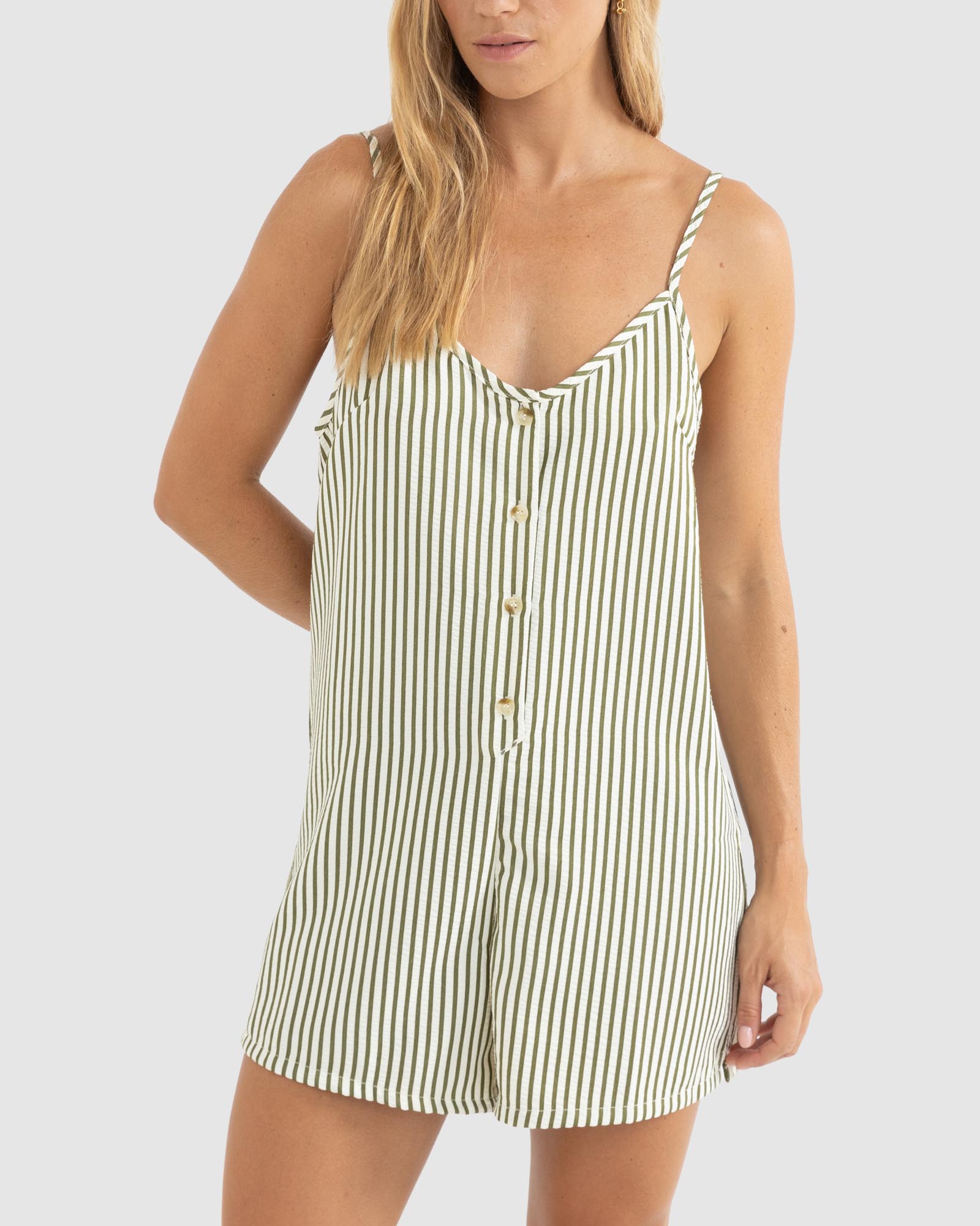 Cove Stripe Adjustable Rompers