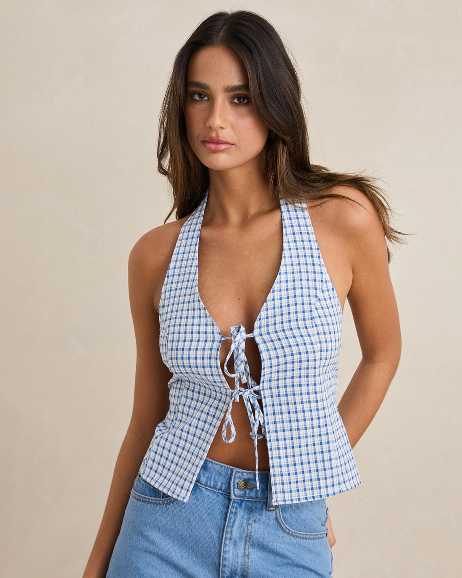 Louise Tie Front Halter Top