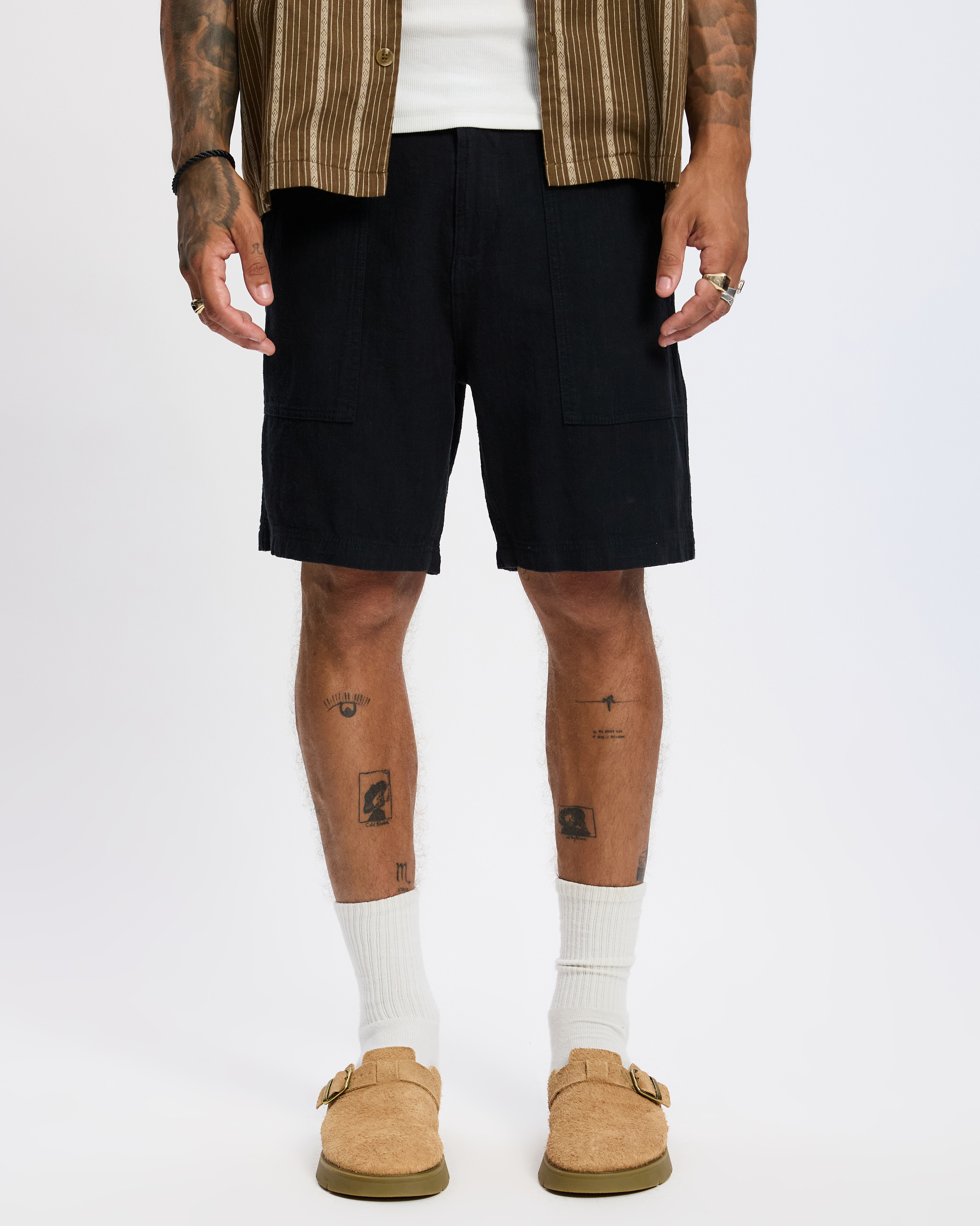 Worn Path Textured Linen Shorts