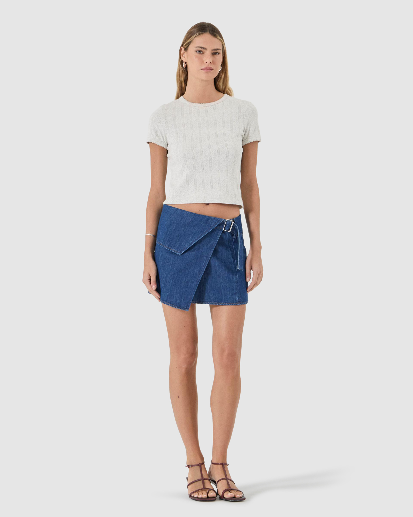 Lenny Wrap Mini Skirt - Blue Smoke