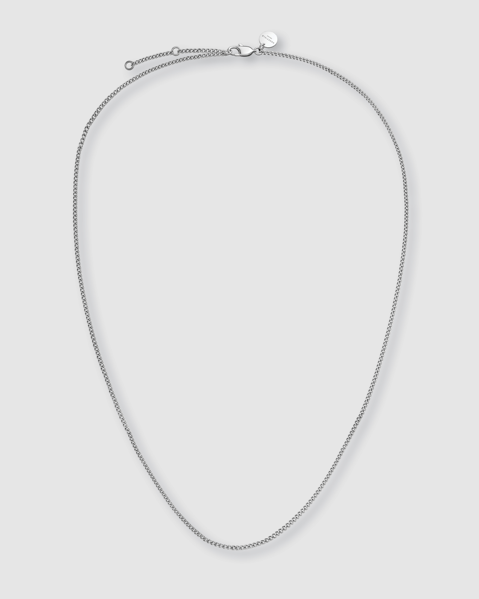 Flat Curb Silver Tone Necklace