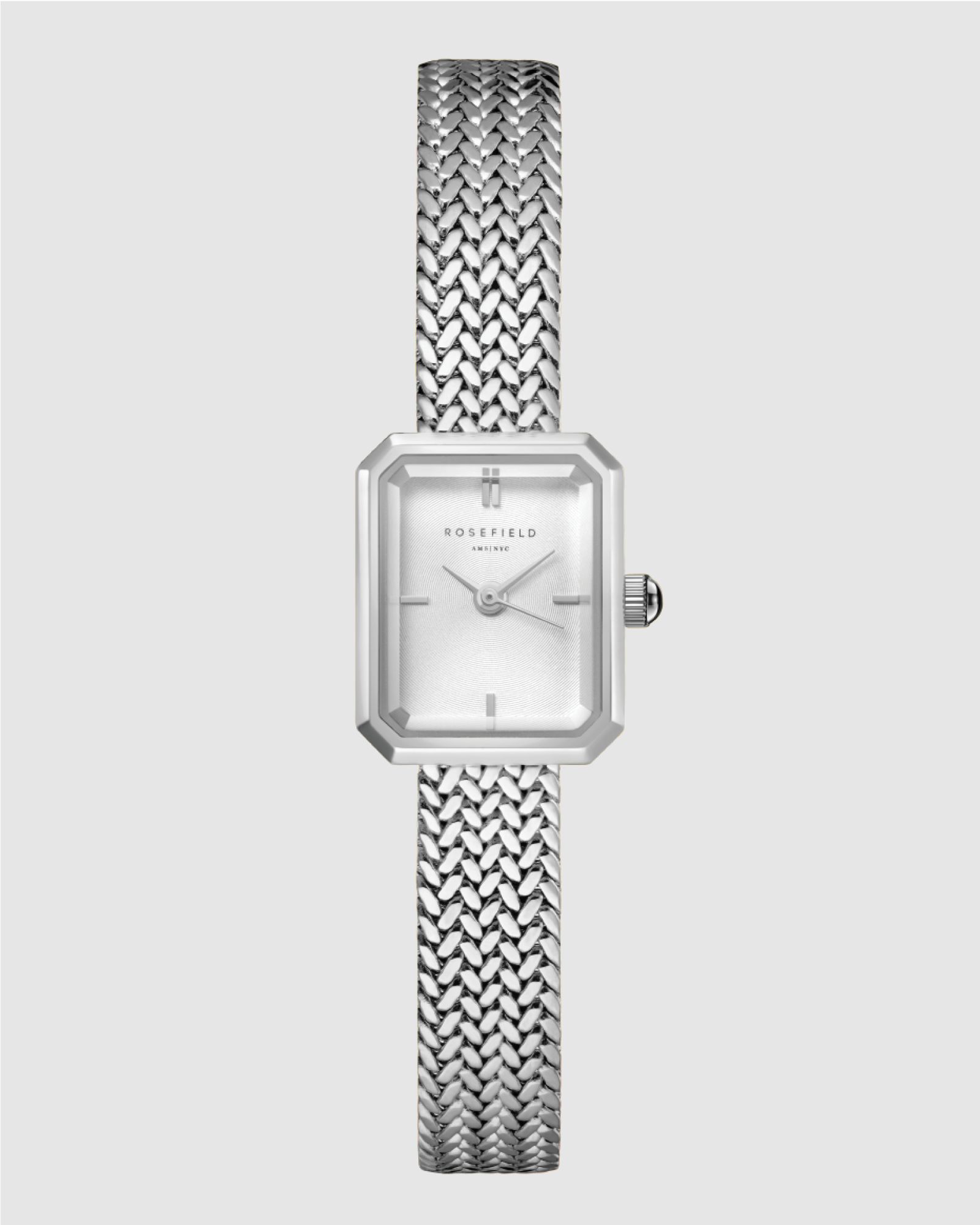 Mini Octagon Silver-Tone Woven Mesh Watch