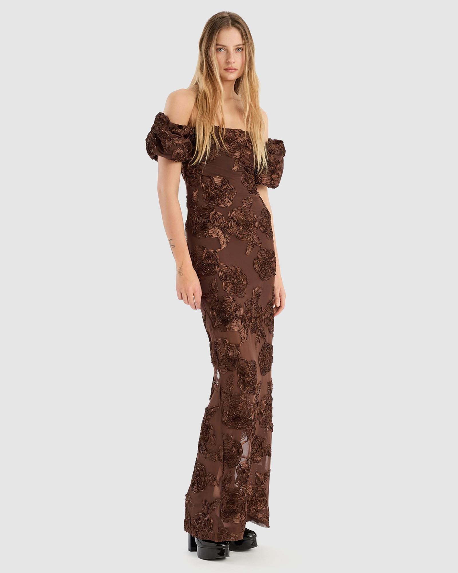 Flower Mesh Maxi Dress