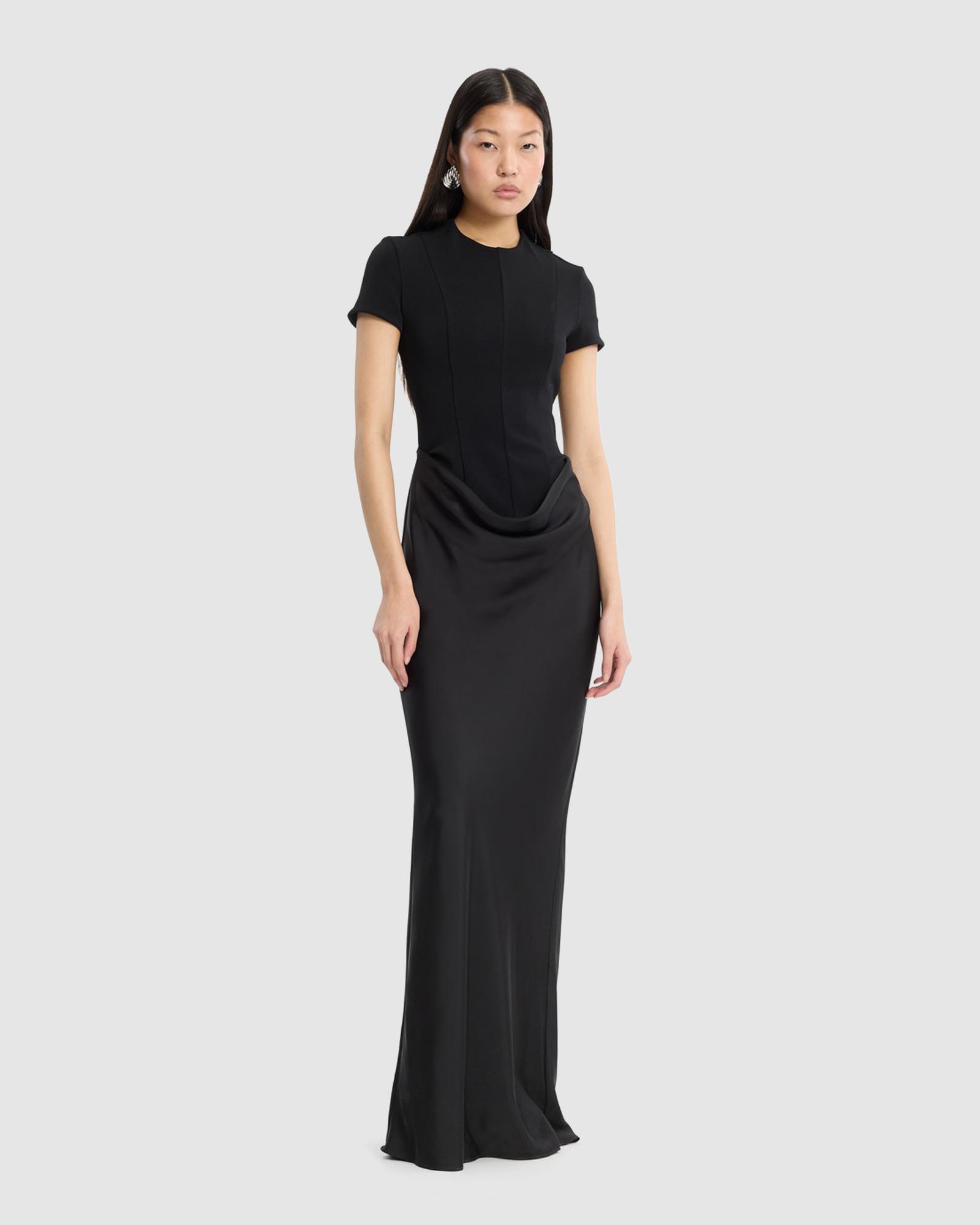 Capsleeve Draped Maxi Dress
