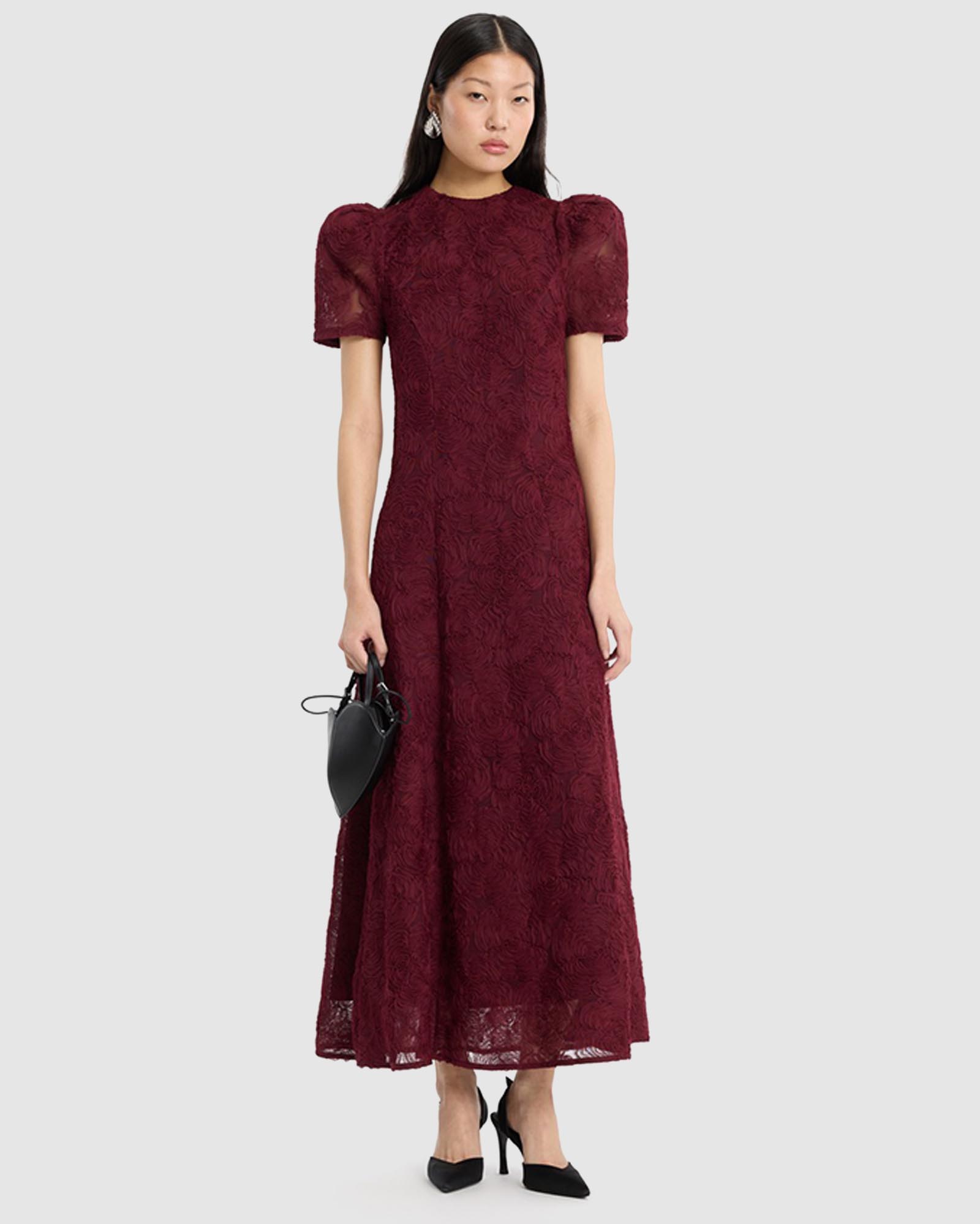 Flower Mesh Flared Dress