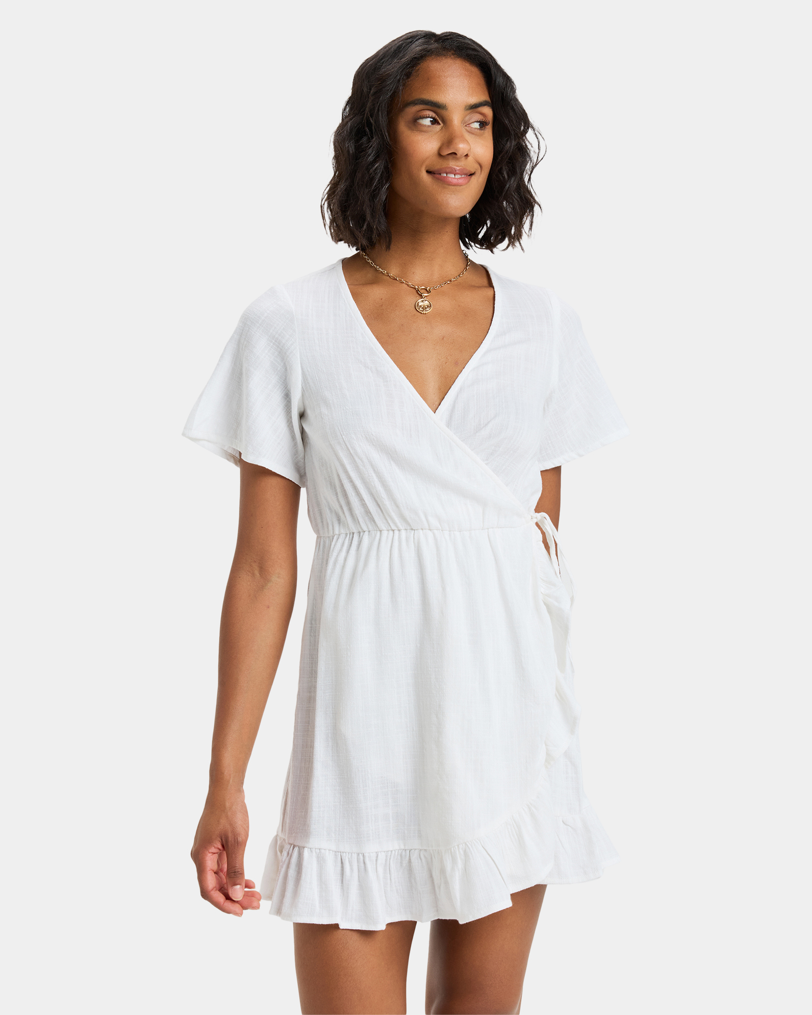 Womens Zenit Wrap Solid Mini Dress