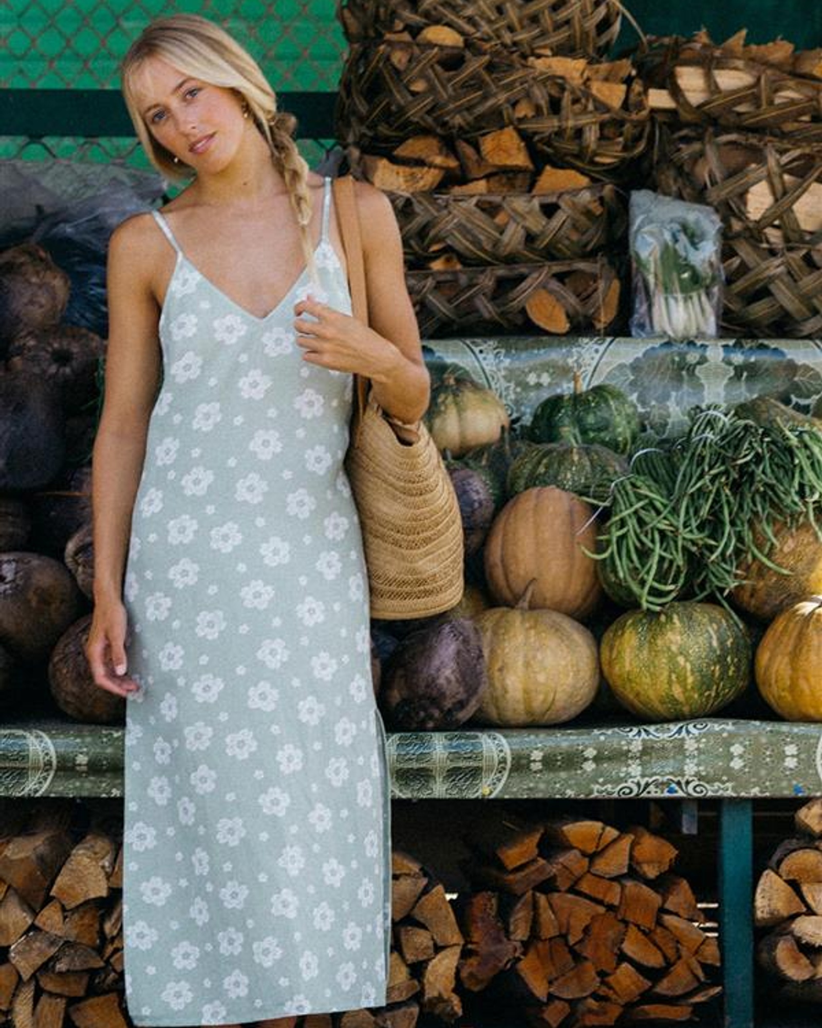 Womens Blossom Slip Midi Dress
