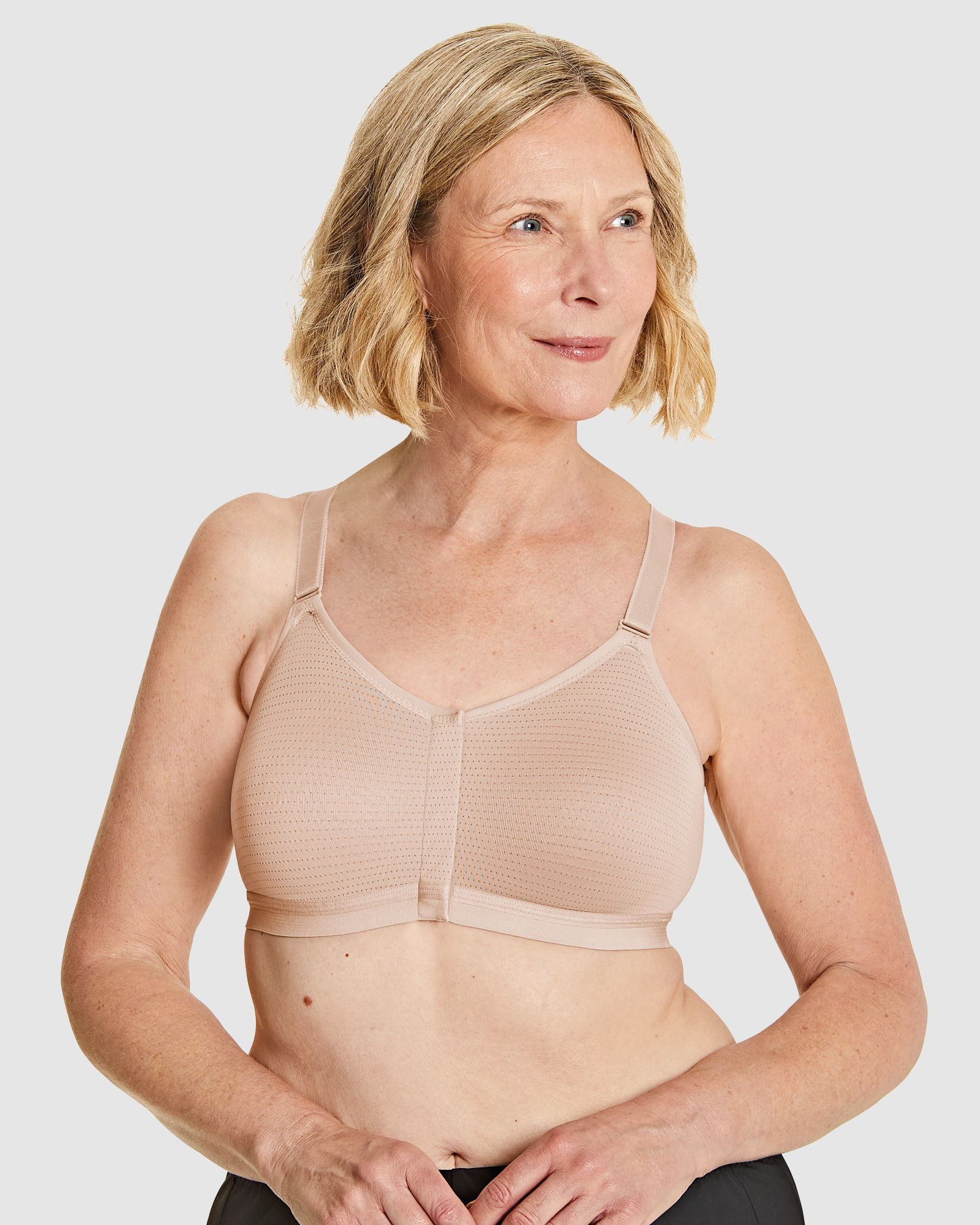 Silver Wirefree Press Stud Front Close Post Surgery Bra