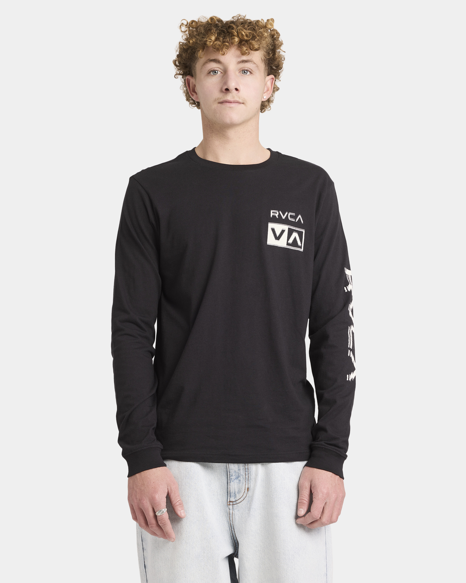 Mens Big RVCA Glitch Long Sleeve T-Shirt