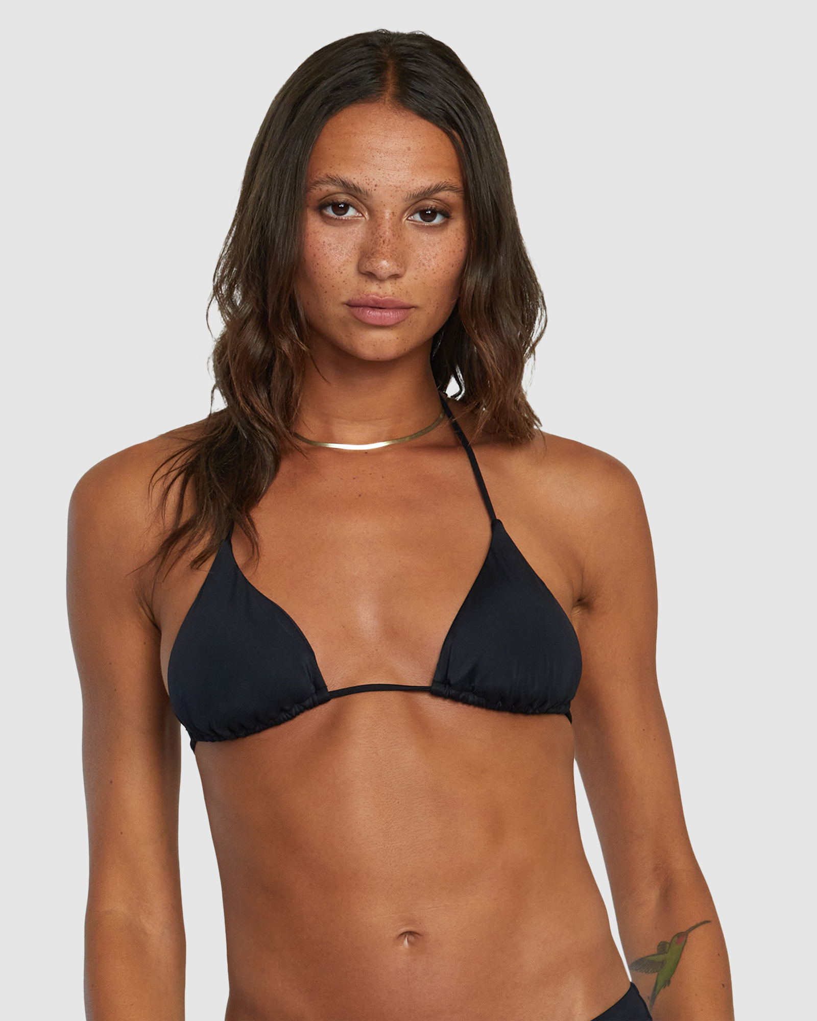 Solid Halter Triangle Bikini Top
