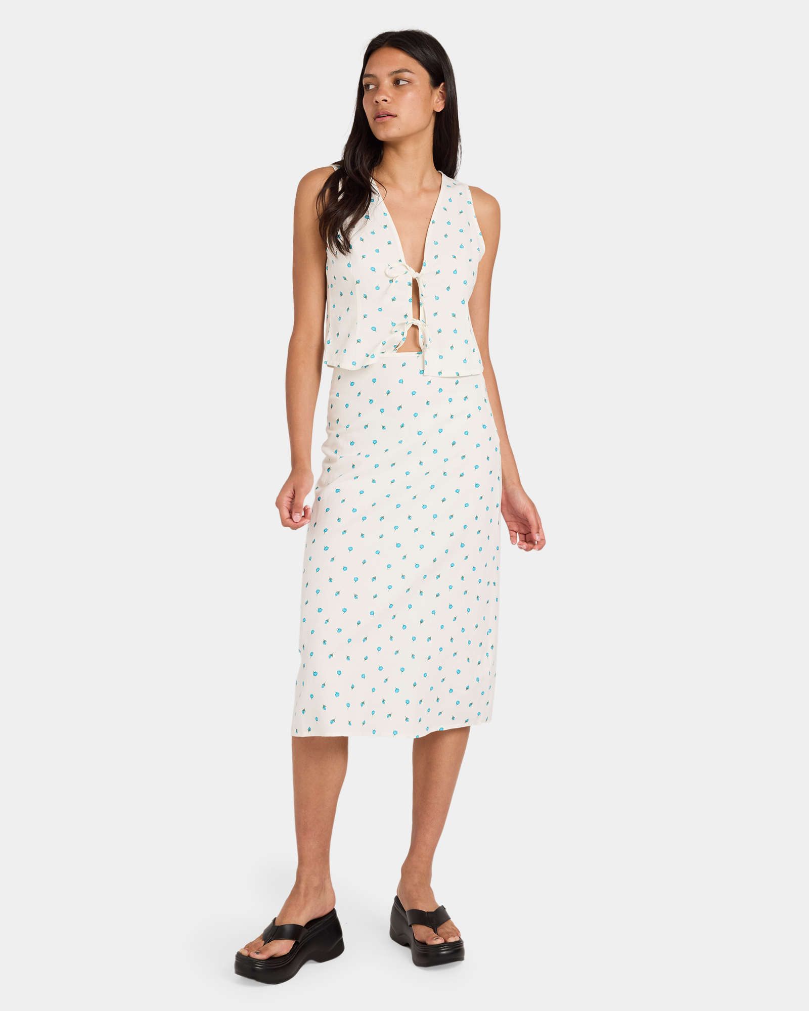 Womens Rose Bud Annika Midi Skirt