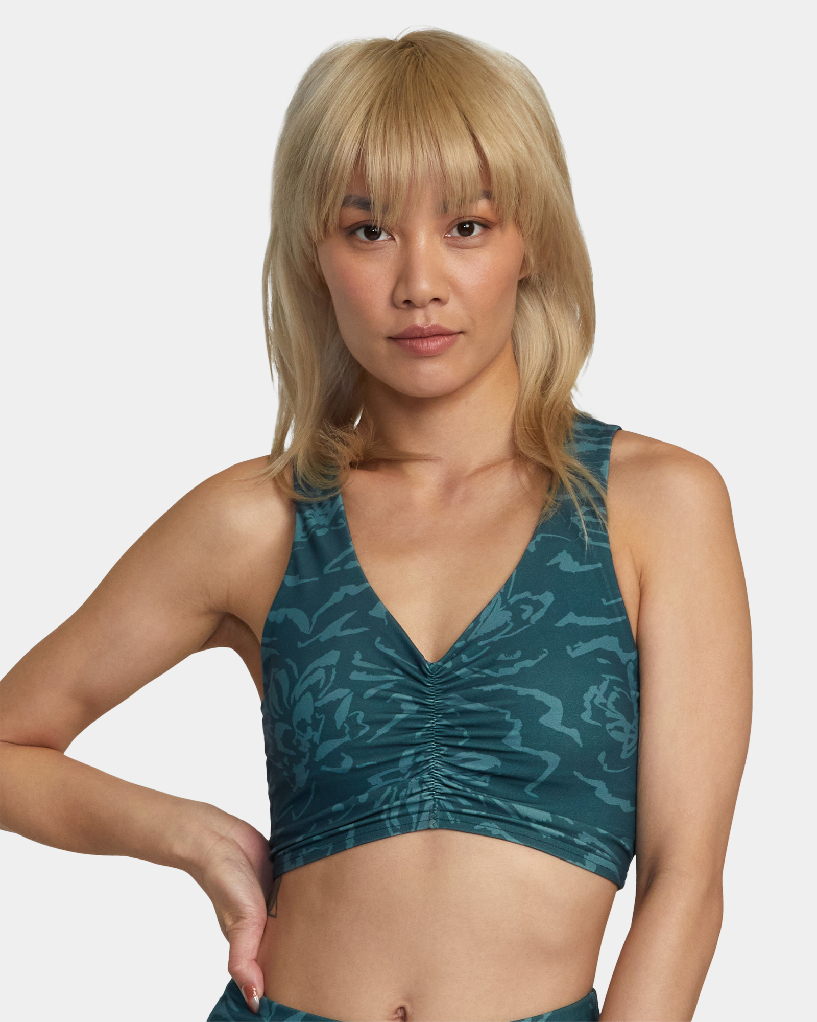 Gathered Front Mid Support Sports Bra