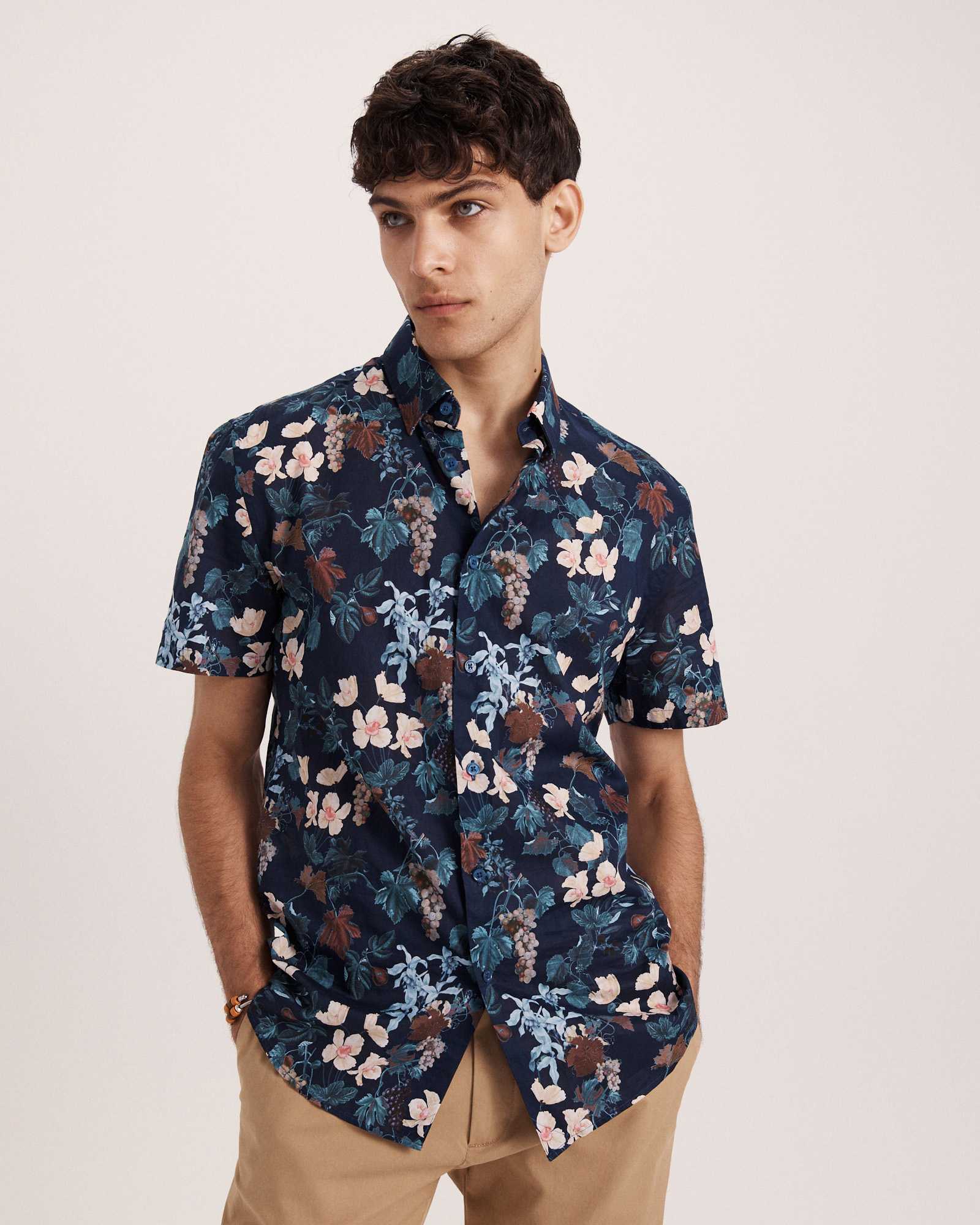 Evander Cotton Print Short Sleeve Classic Shirt