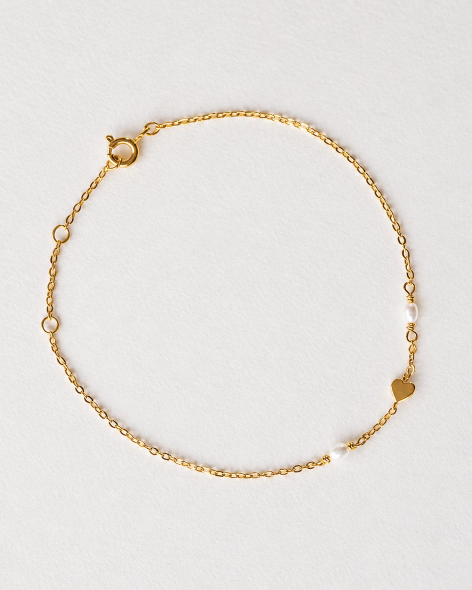 Heart & Pearl Bracelet - Gold