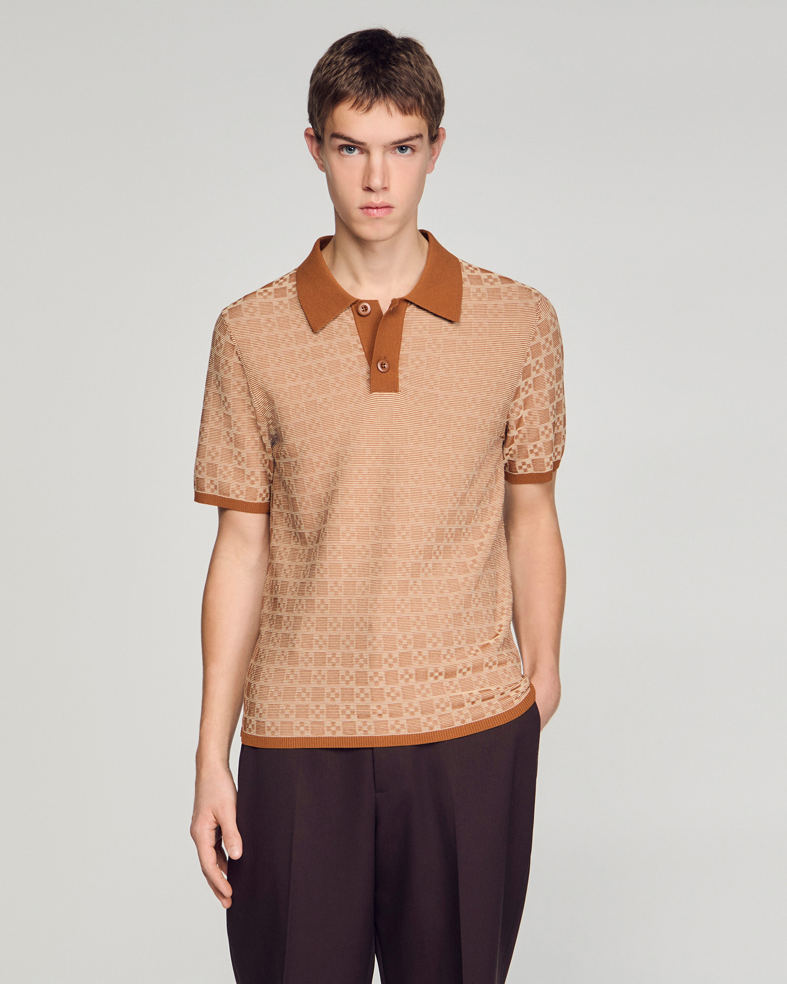 Cross Knit Polo Sweater