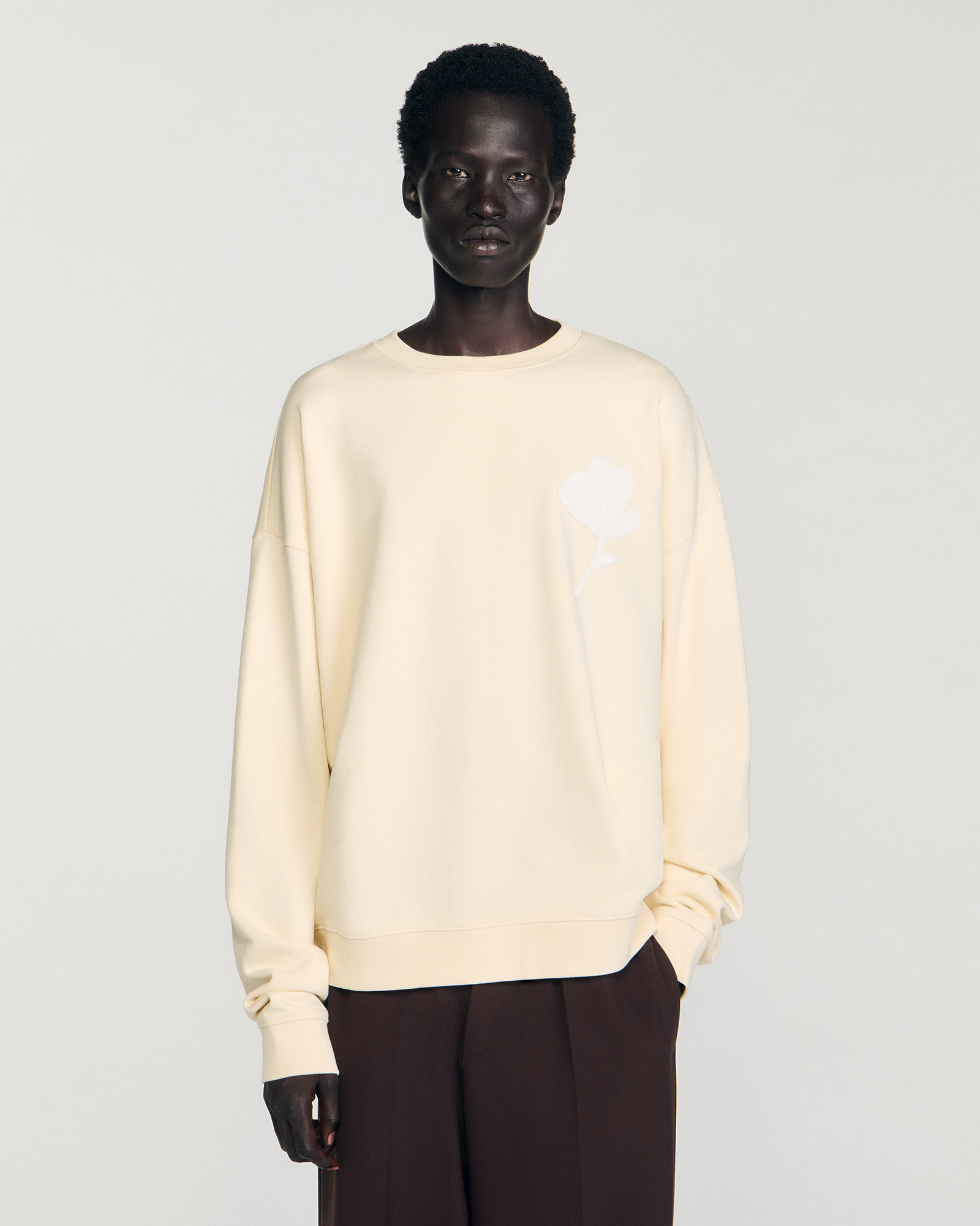 Layered Flower Crewneck Sweatshirt