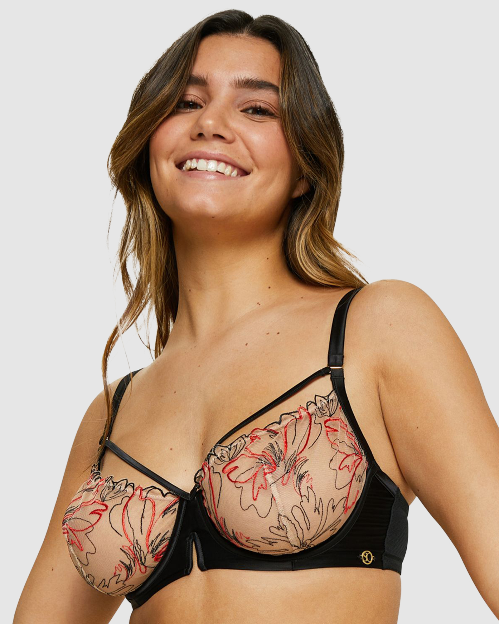 Alberta Sheer Embroidery Half Cup Wired Bra