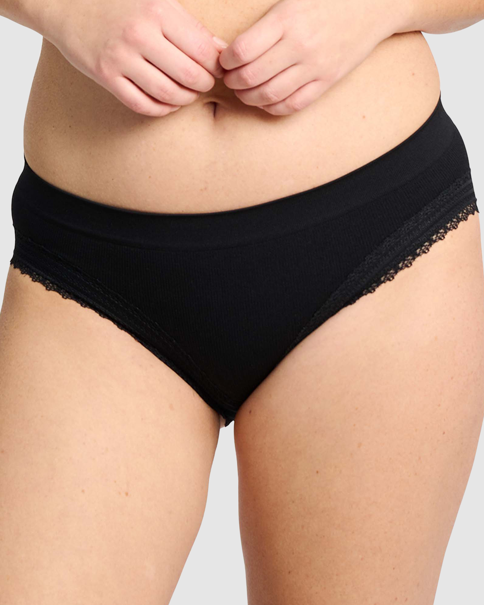 Agathe Ribbed Lace Trim Classic Brief