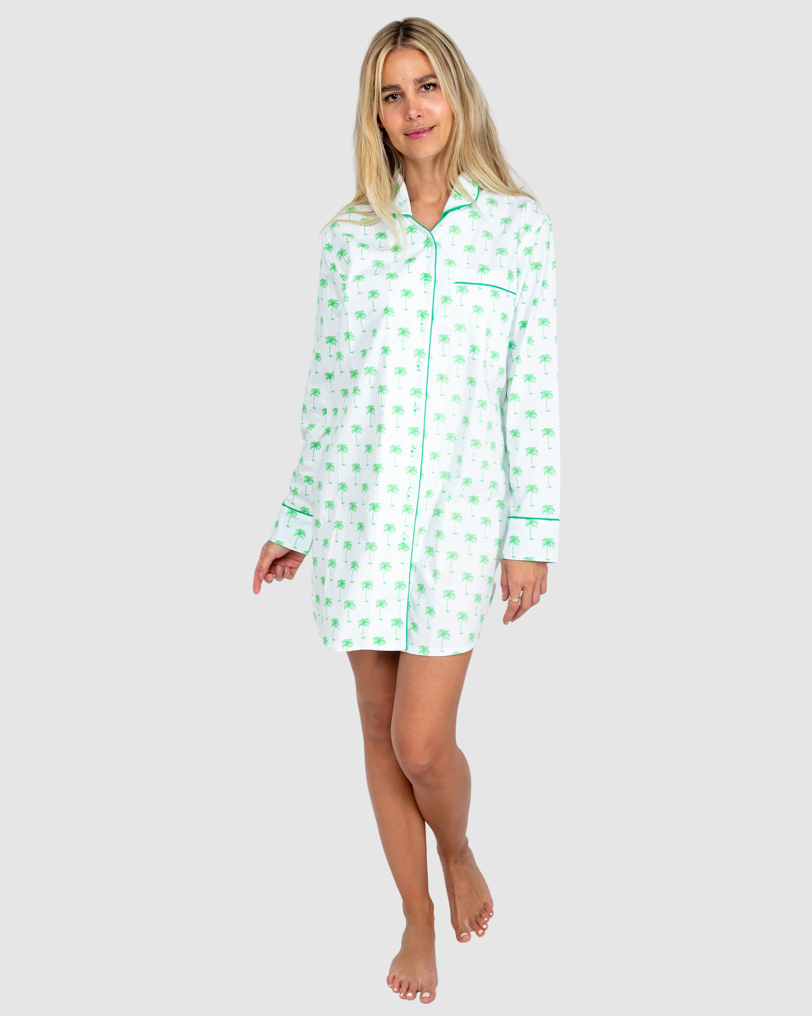 Women's Green Palm Tree Night Shirt